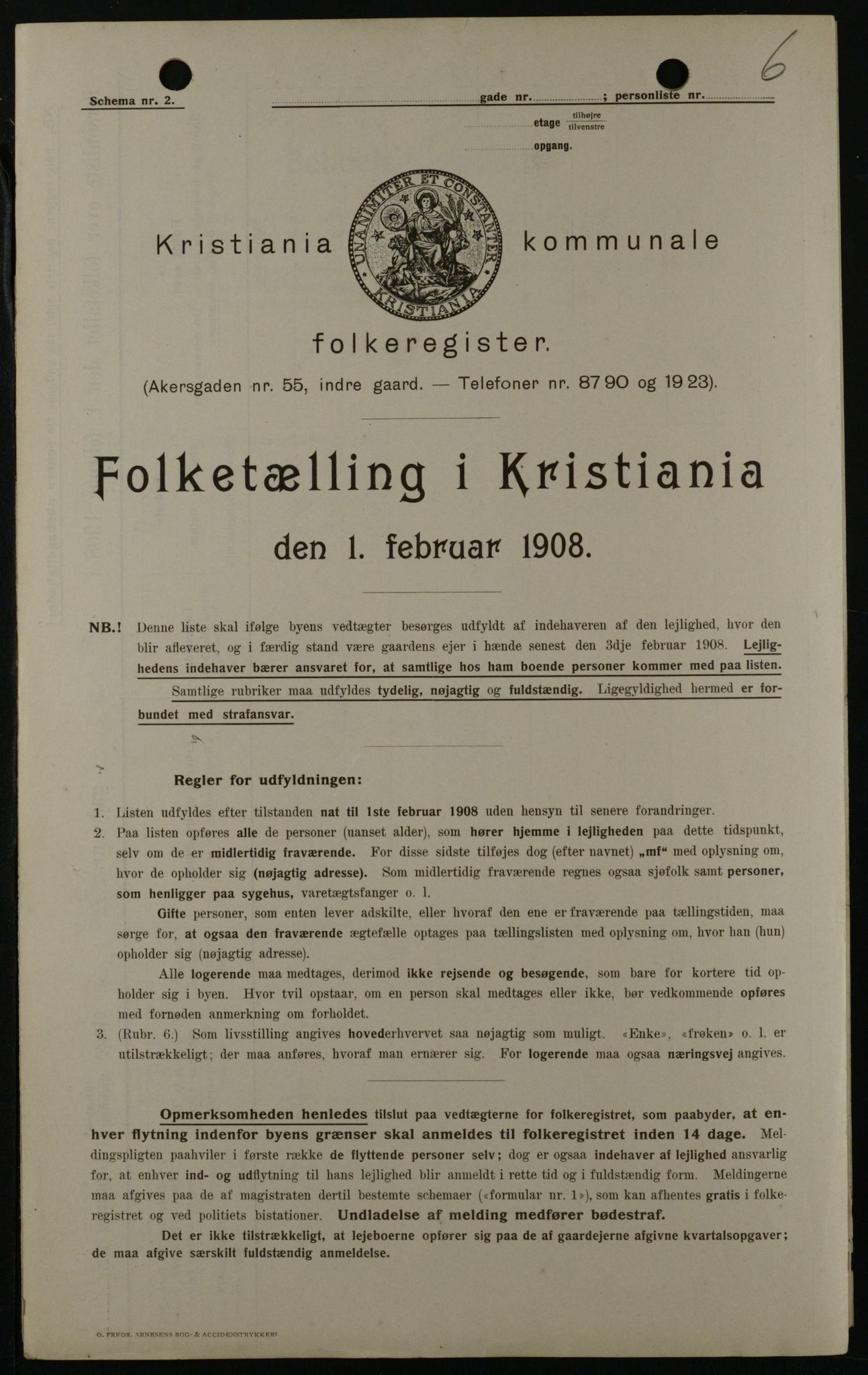 OBA, Municipal Census 1908 for Kristiania, 1908, p. 9511