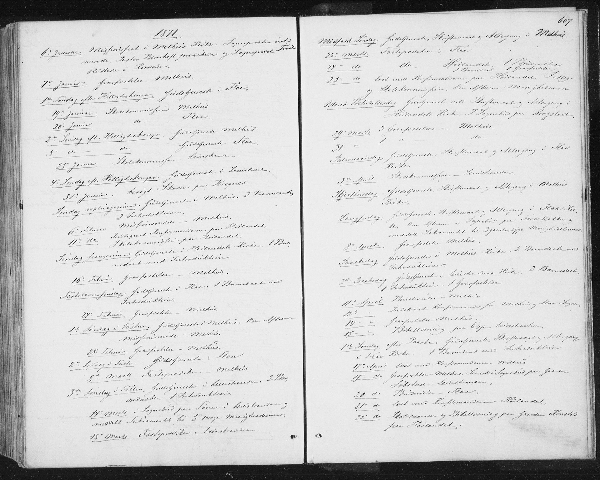 Ministerialprotokoller, klokkerbøker og fødselsregistre - Sør-Trøndelag, SAT/A-1456/691/L1077: Parish register (official) no. 691A09, 1862-1873, p. 607