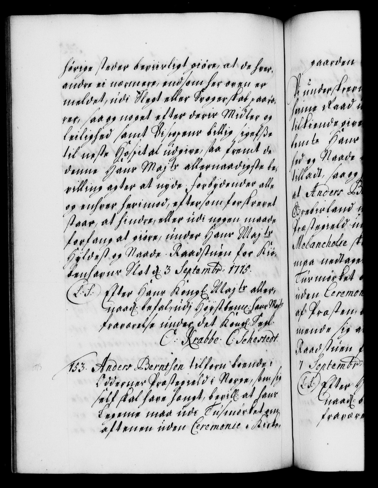 Danske Kanselli 1572-1799, AV/RA-EA-3023/F/Fc/Fca/Fcaa/L0021: Norske registre, 1712-1715, p. 542b