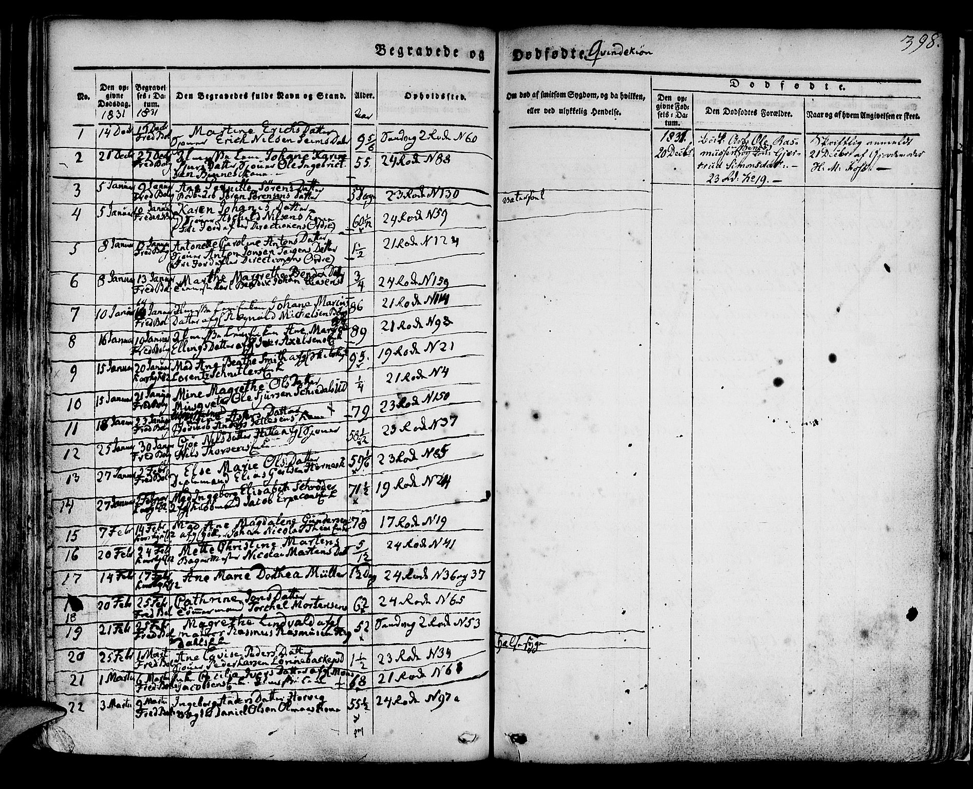 Korskirken sokneprestembete, SAB/A-76101/H/Hab: Parish register (copy) no. A 5II, 1831-1844, p. 398