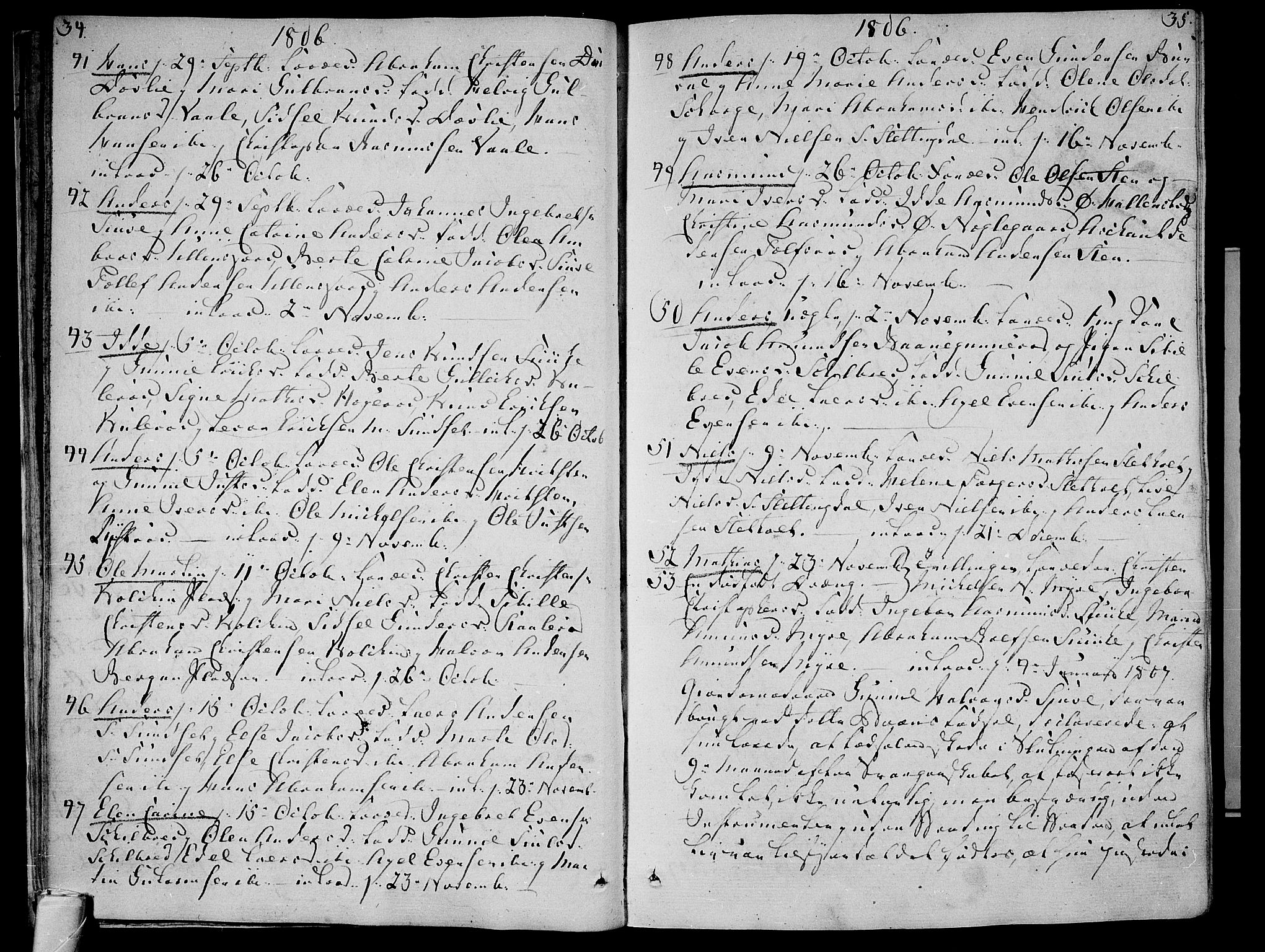 Andebu kirkebøker, AV/SAKO-A-336/F/Fa/L0003: Parish register (official) no. 3 /1, 1803-1828, p. 34-35