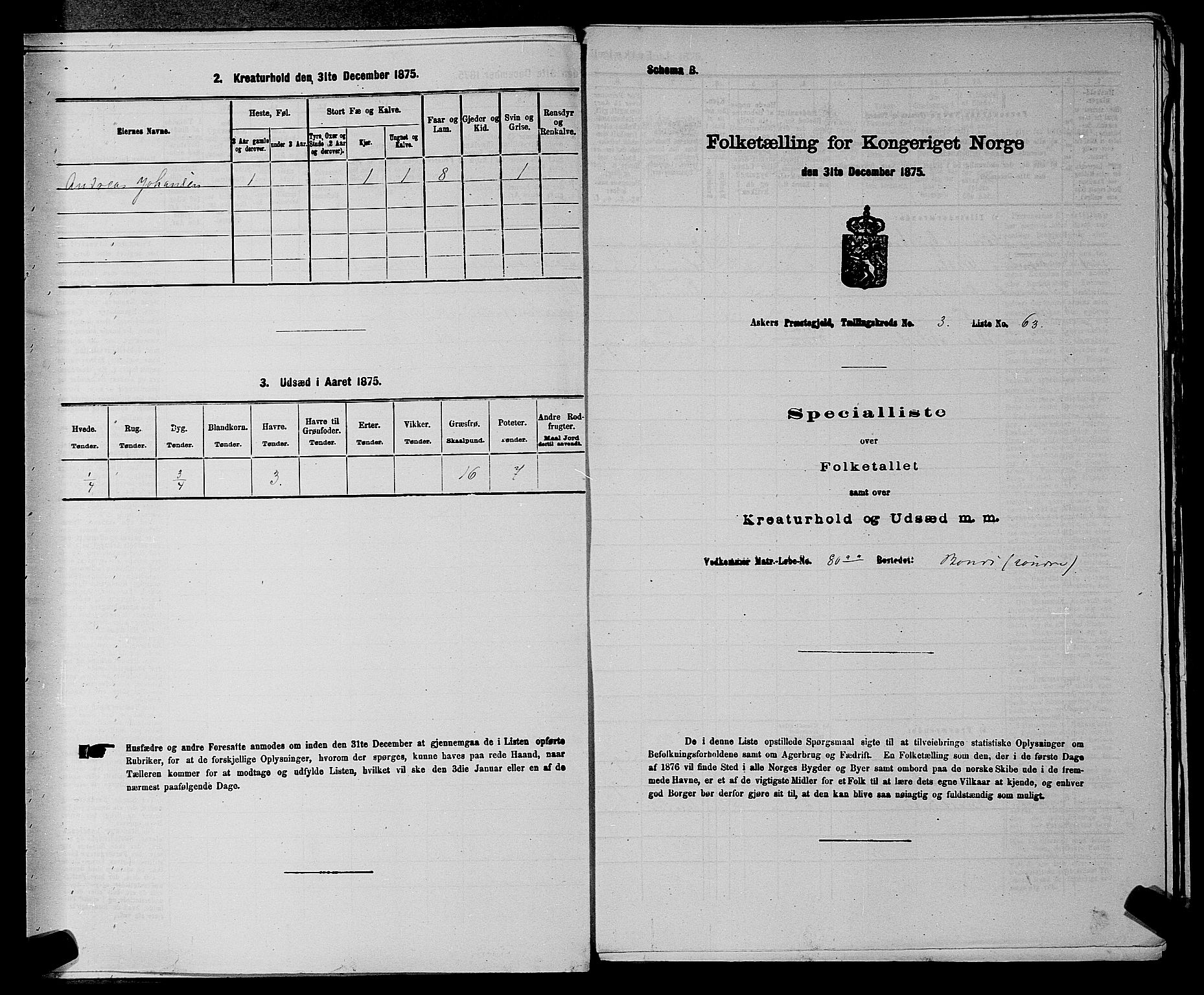 RA, 1875 census for 0220P Asker, 1875, p. 538