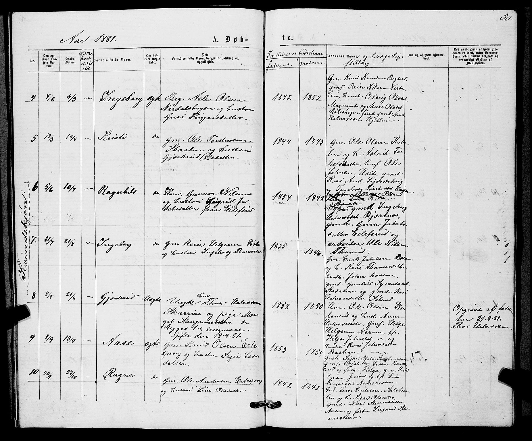 Sigdal kirkebøker, AV/SAKO-A-245/G/Gb/L0002: Parish register (copy) no. II 2, 1875-1900, p. 30