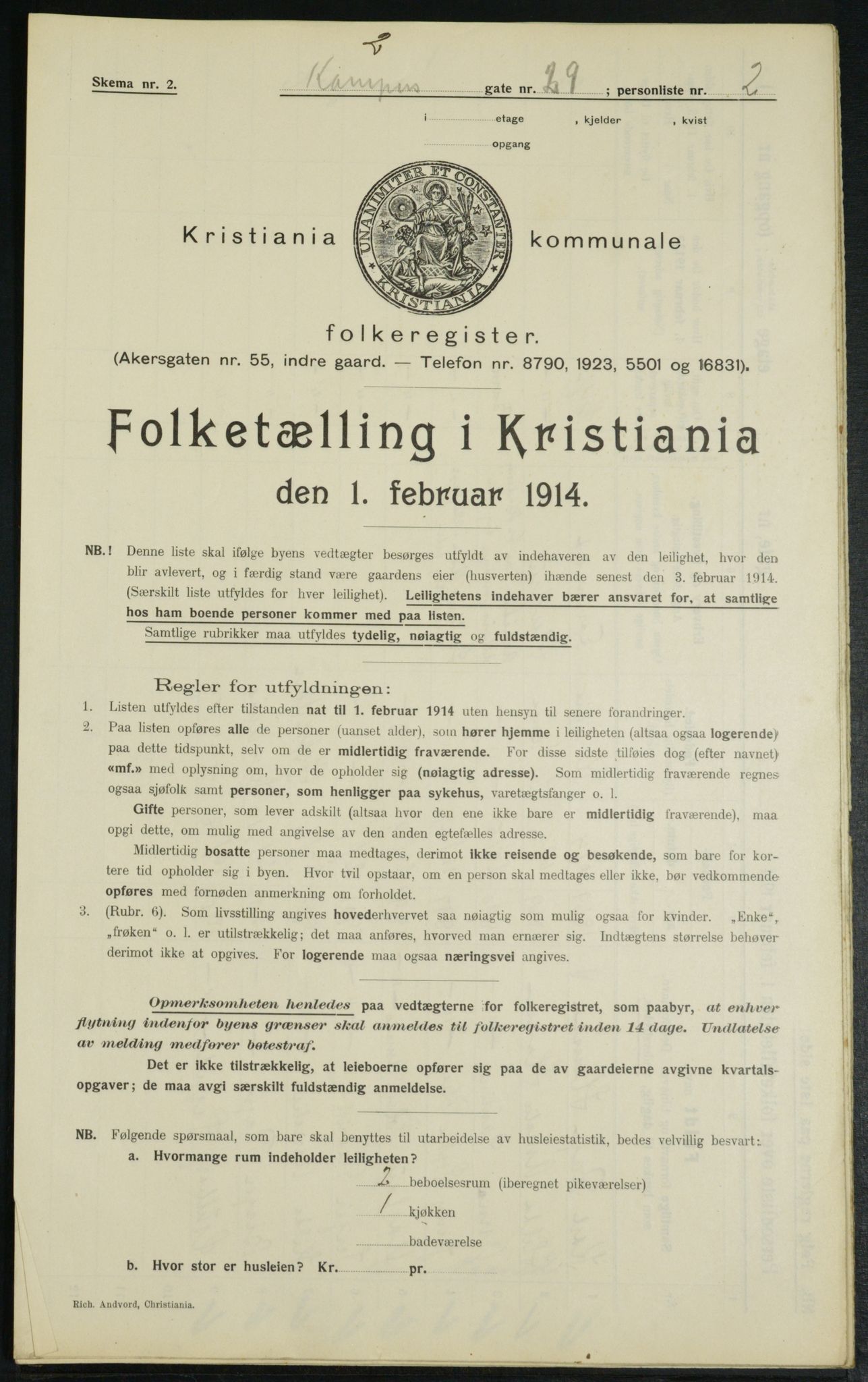 OBA, Municipal Census 1914 for Kristiania, 1914, p. 47887