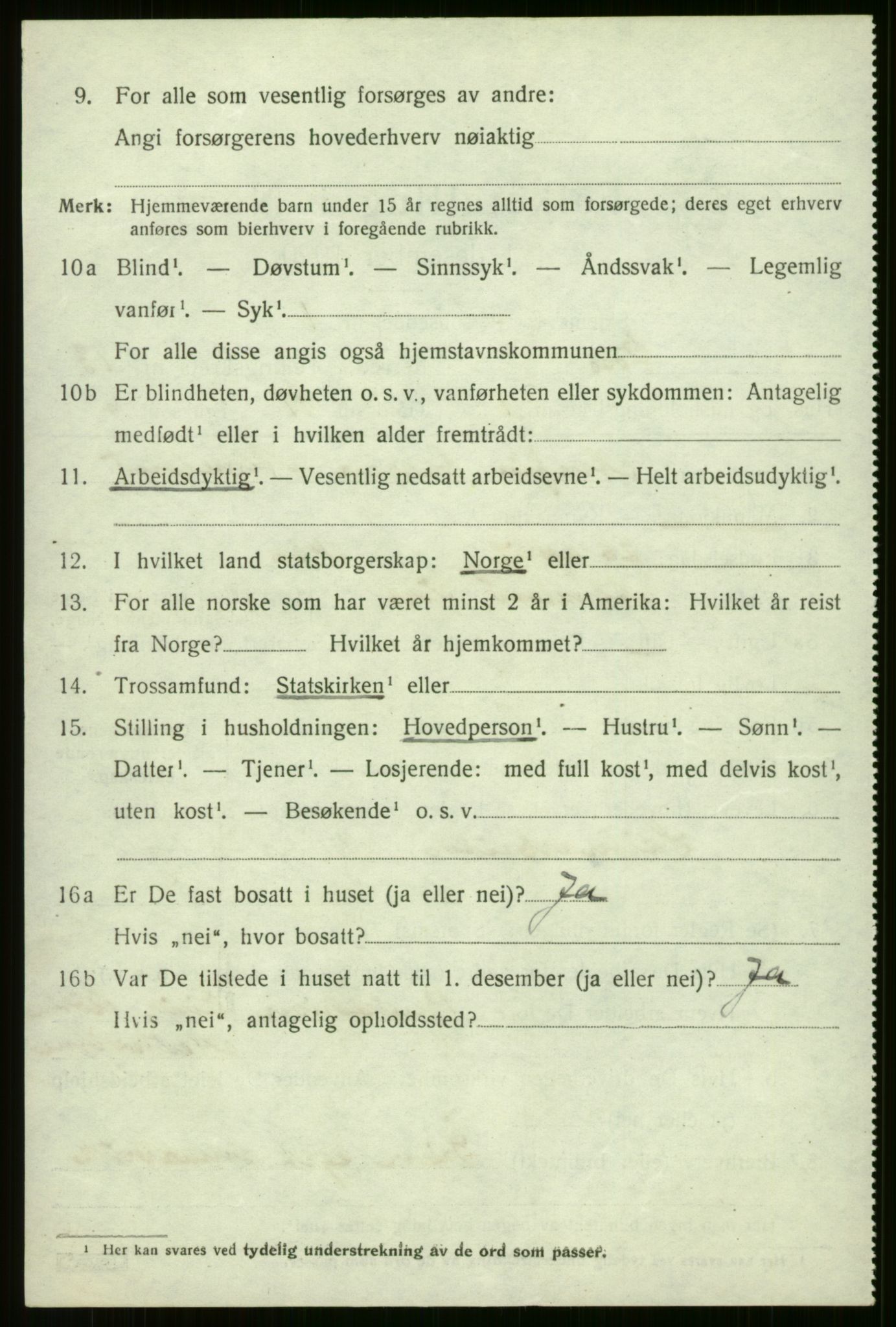 SAB, 1920 census for Voss, 1920, p. 11150