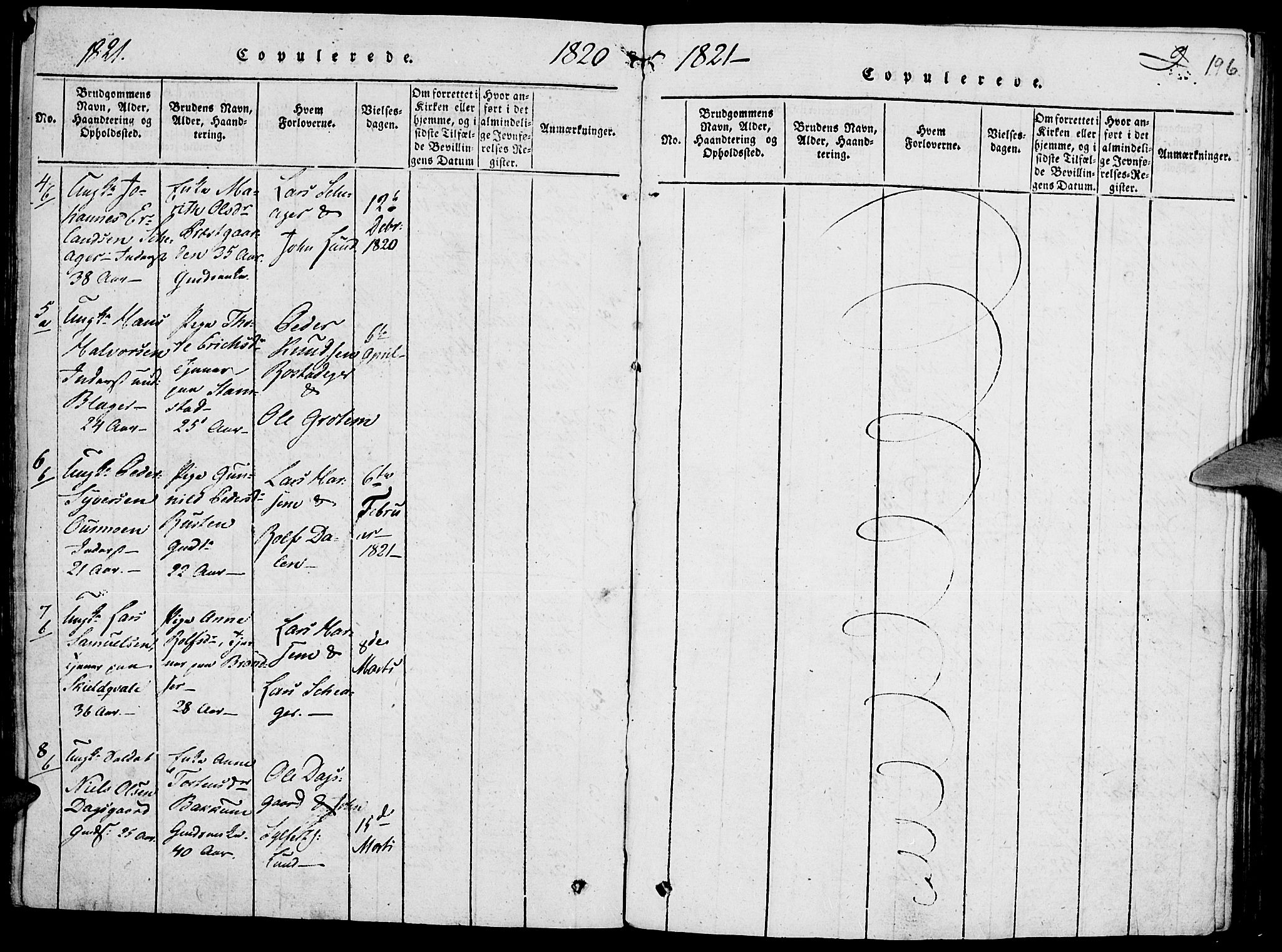 Lom prestekontor, AV/SAH-PREST-070/K/L0004: Parish register (official) no. 4, 1815-1825, p. 196