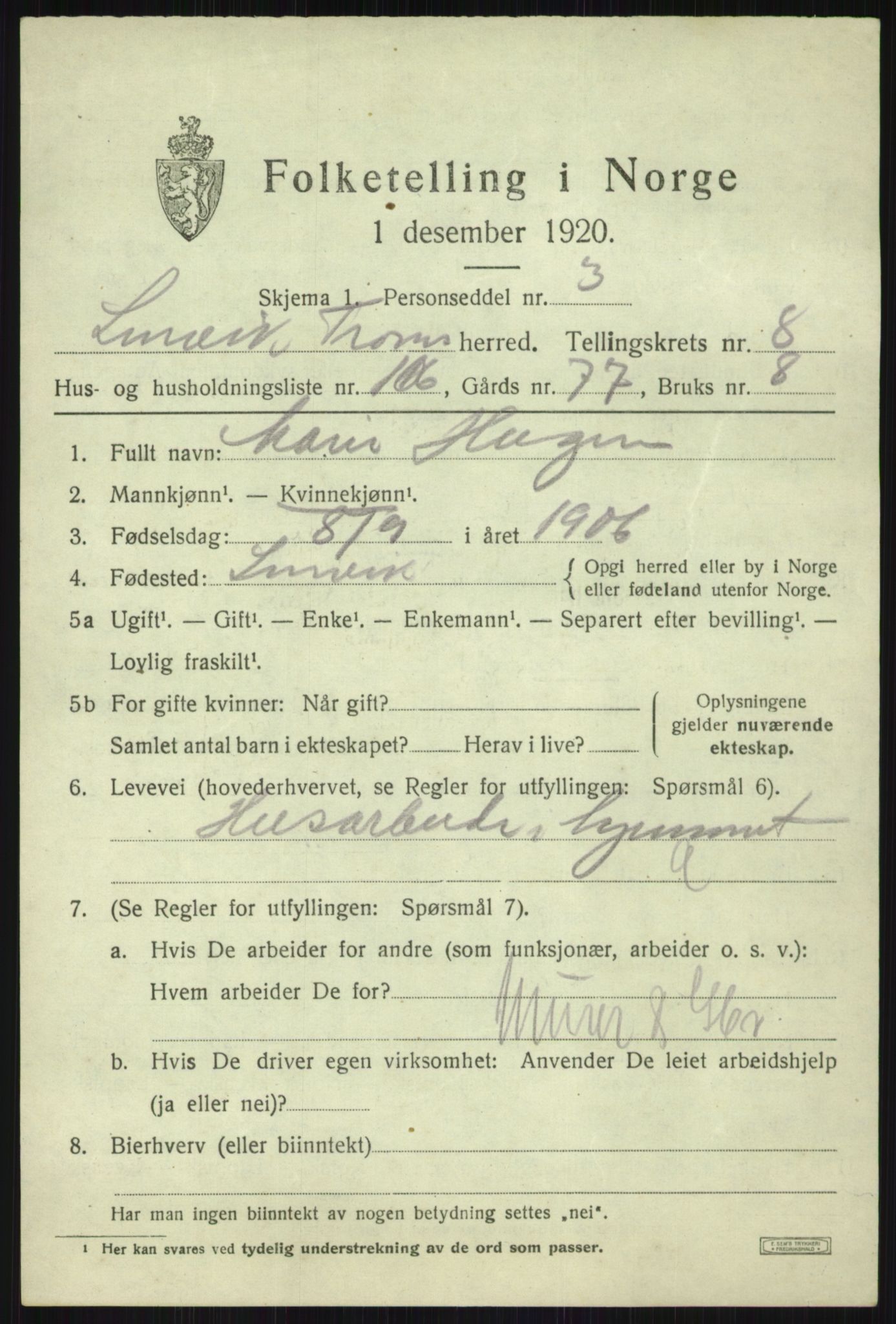 SATØ, 1920 census for Lenvik, 1920, p. 12248