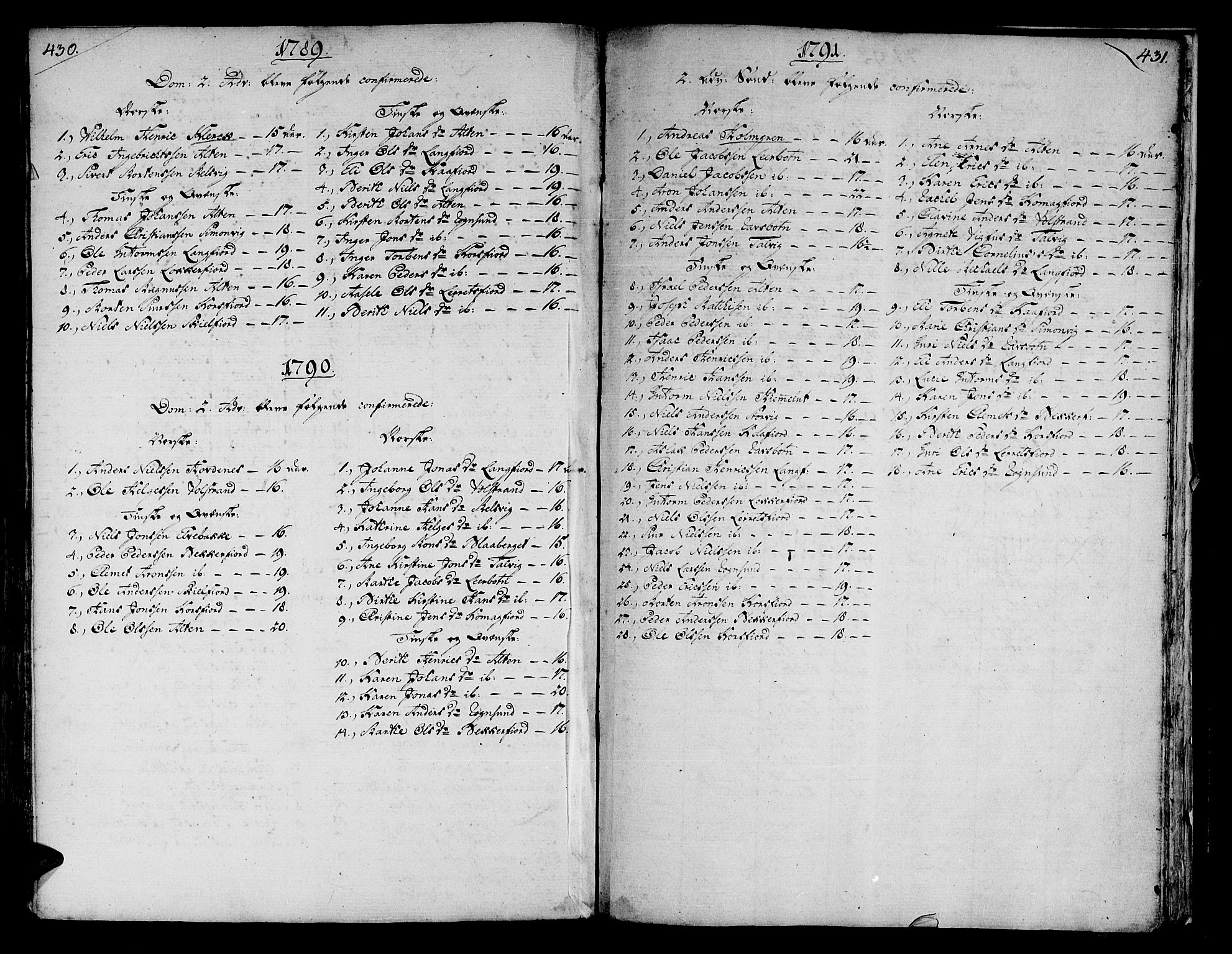 Talvik sokneprestkontor, SATØ/S-1337/H/Ha/L0005kirke: Parish register (official) no. 5, 1772-1798, p. 430-431