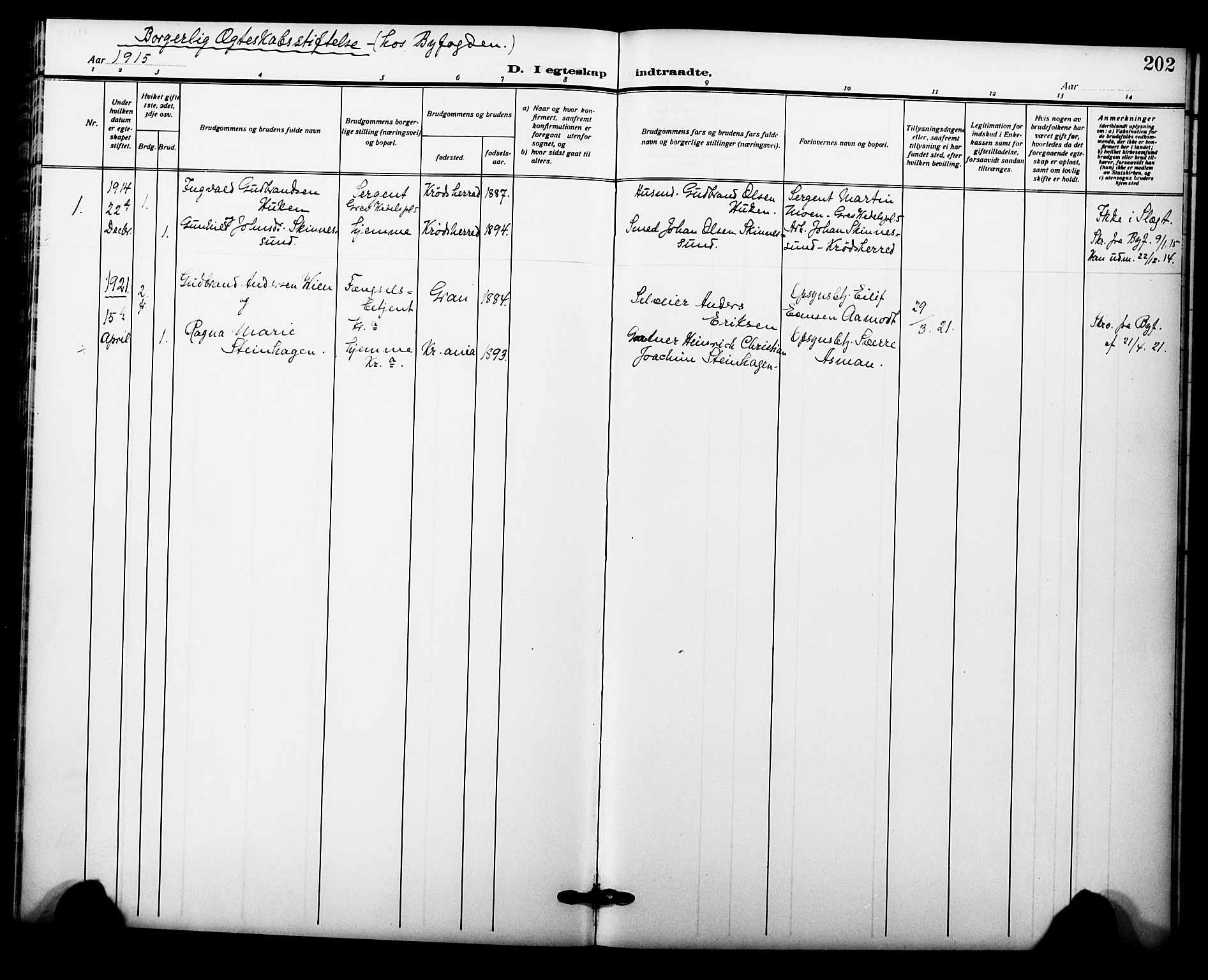 Garnisonsmenigheten Kirkebøker, AV/SAO-A-10846/F/Fa/L0015: Parish register (official) no. 15, 1915-1921, p. 202