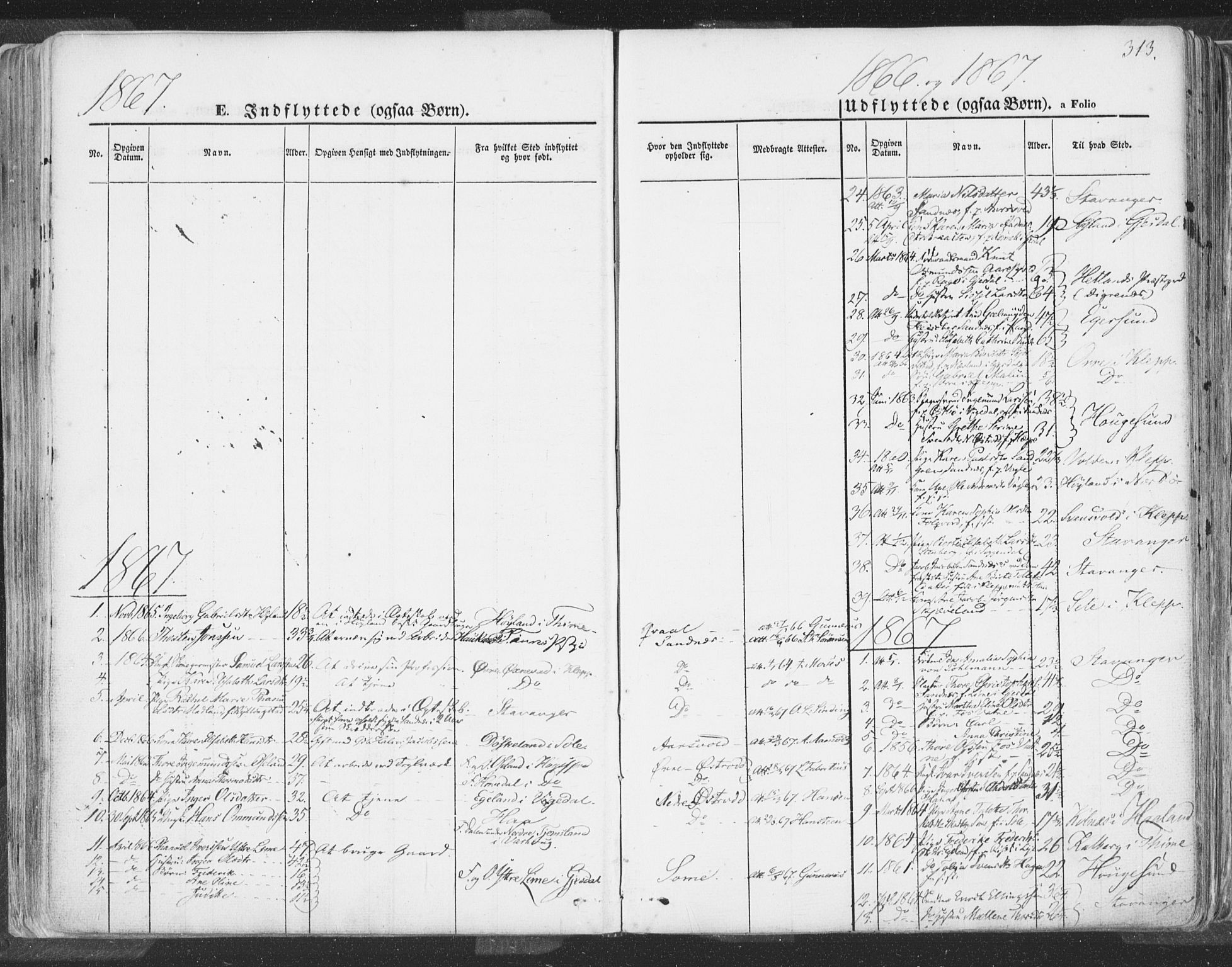 Høyland sokneprestkontor, AV/SAST-A-101799/001/30BA/L0009: Parish register (official) no. A 9.2, 1857-1877, p. 313