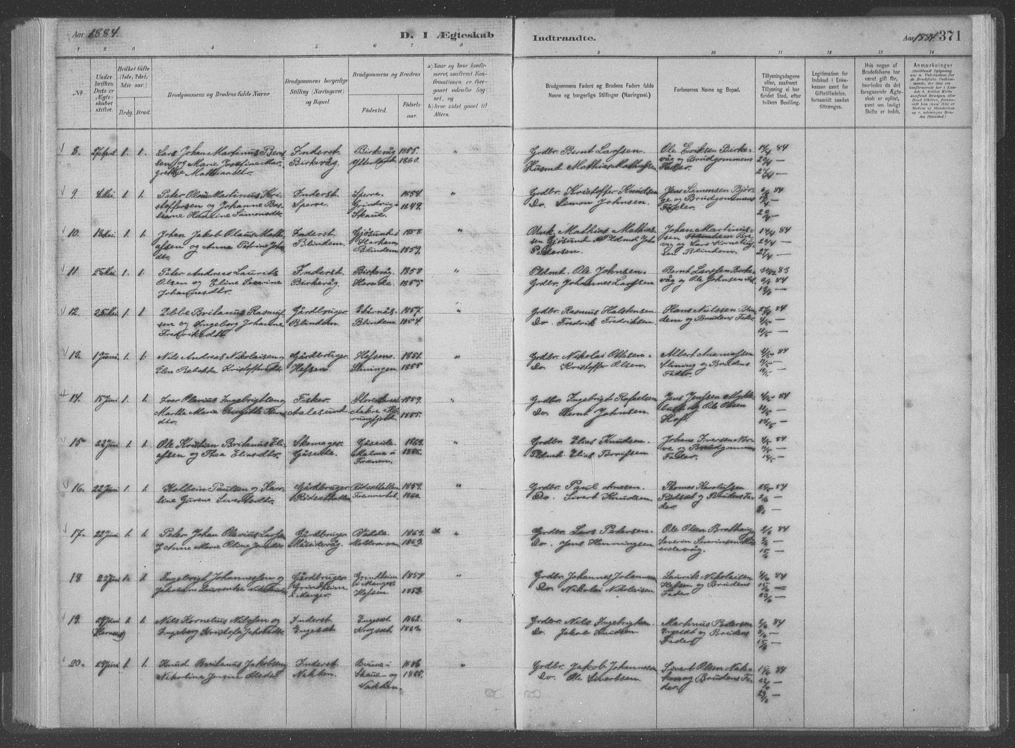 Ministerialprotokoller, klokkerbøker og fødselsregistre - Møre og Romsdal, SAT/A-1454/528/L0402: Parish register (official) no. 528A12II, 1880-1903, p. 371