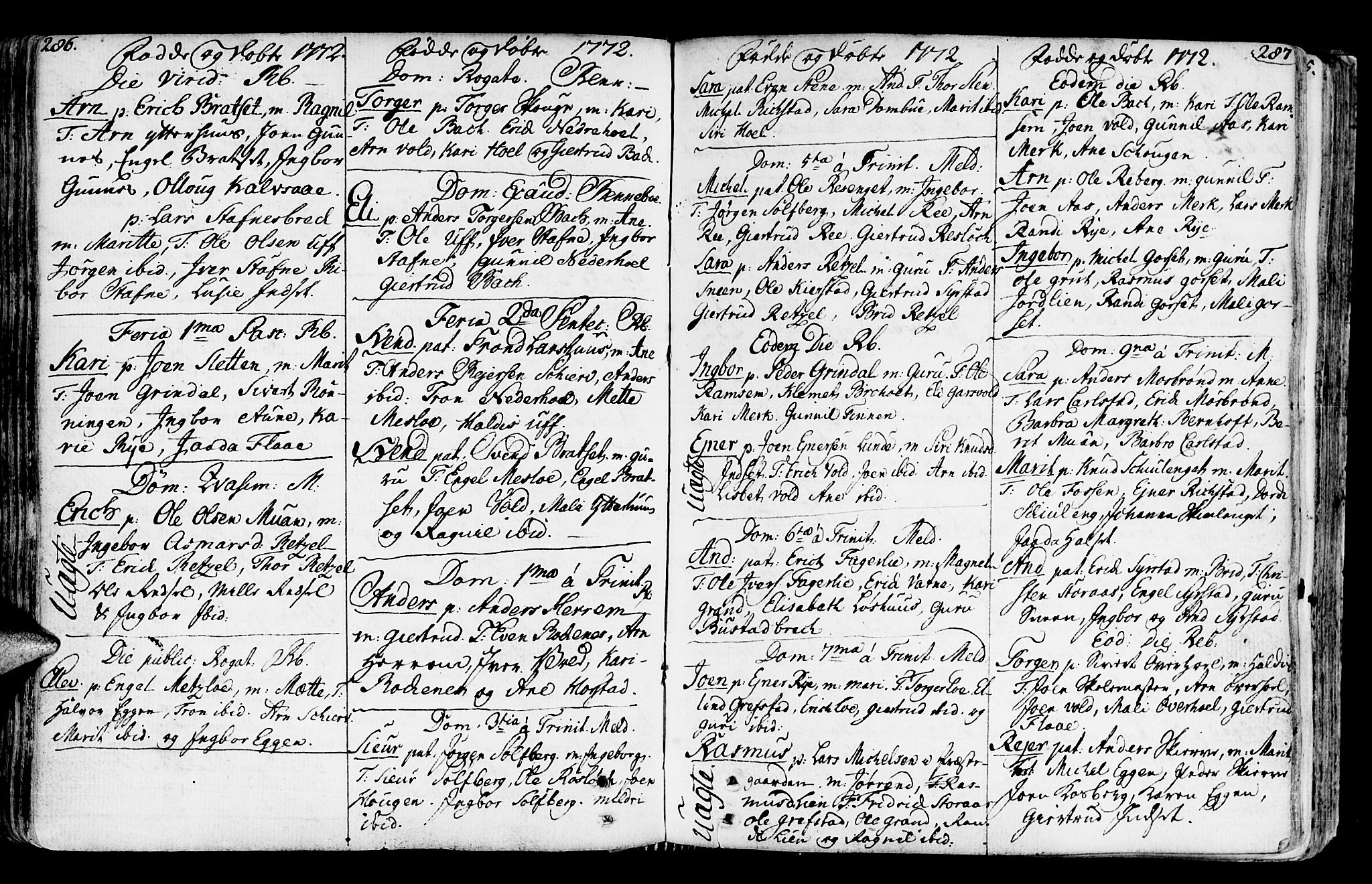 Ministerialprotokoller, klokkerbøker og fødselsregistre - Sør-Trøndelag, SAT/A-1456/672/L0851: Parish register (official) no. 672A04, 1751-1775, p. 286-287