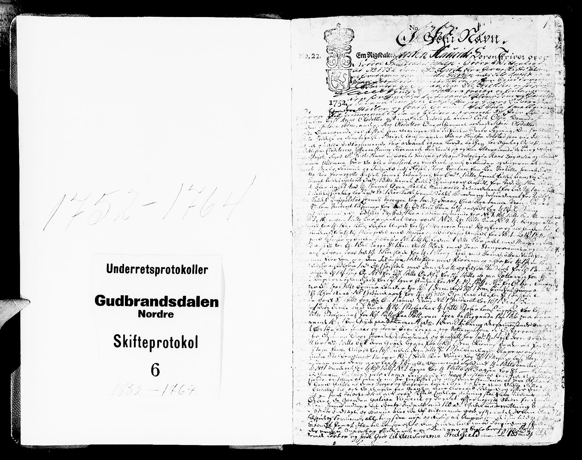 Nord-Gudbrandsdal tingrett, AV/SAH-TING-002/J/Ja/L0002b: Skifteprotokoll, 1752-1764, p. 1