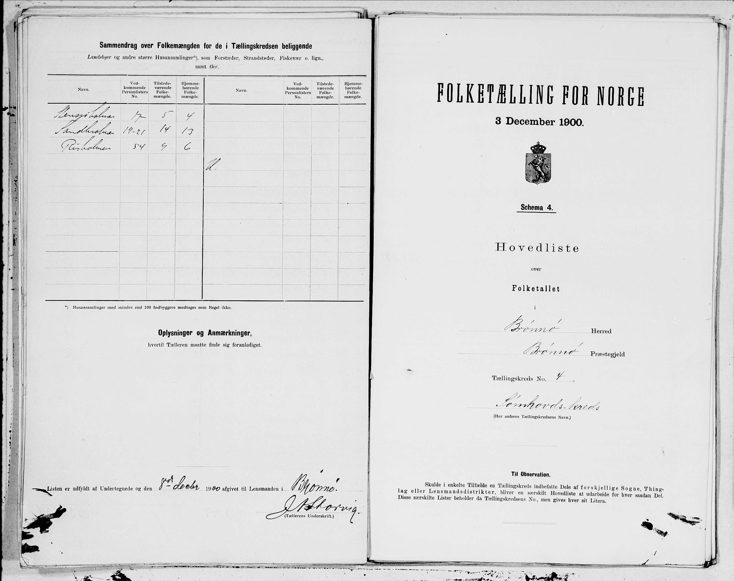 SAT, 1900 census for Brønnøy, 1900, p. 10