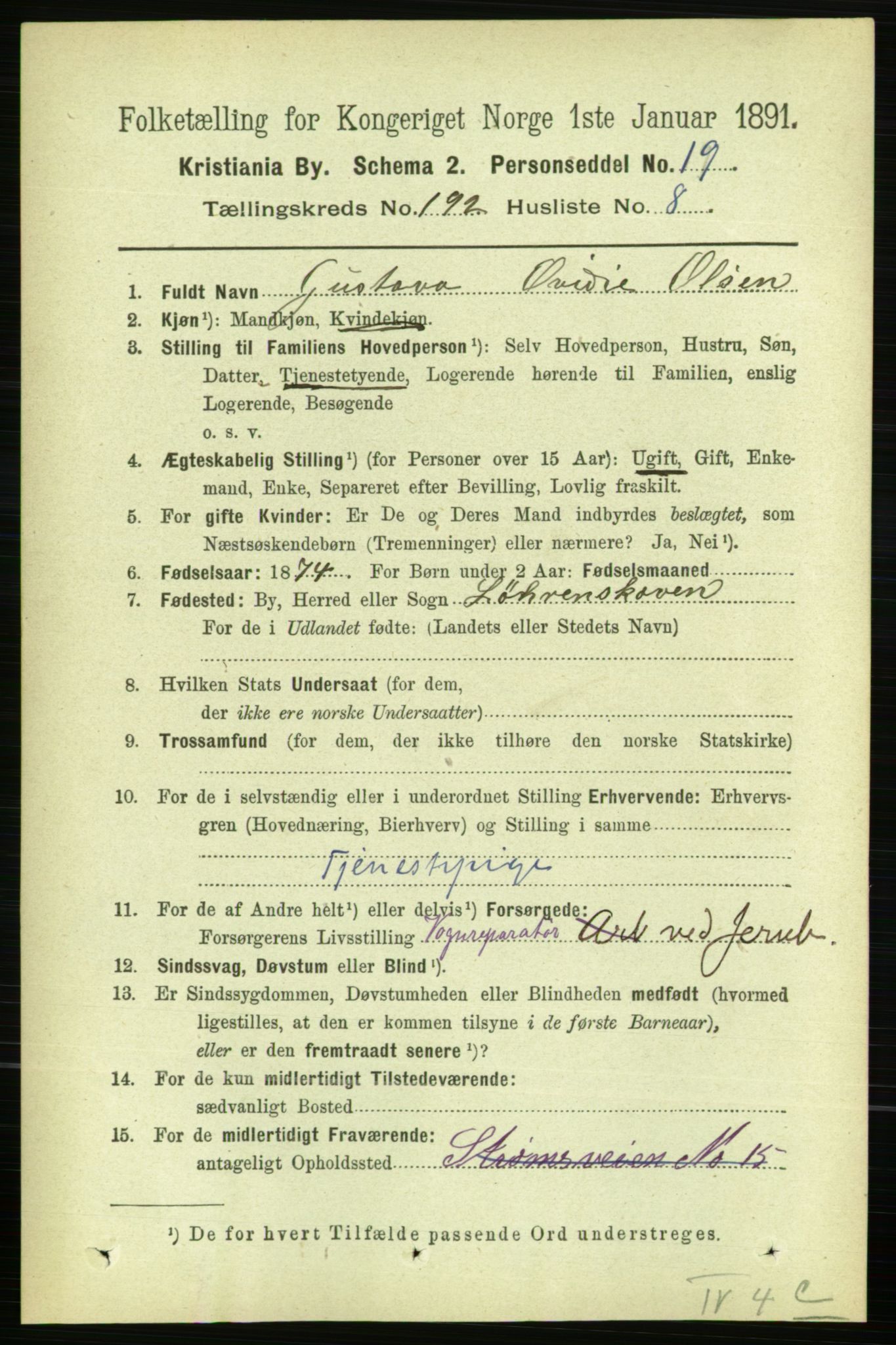 RA, 1891 census for 0301 Kristiania, 1891, p. 115625