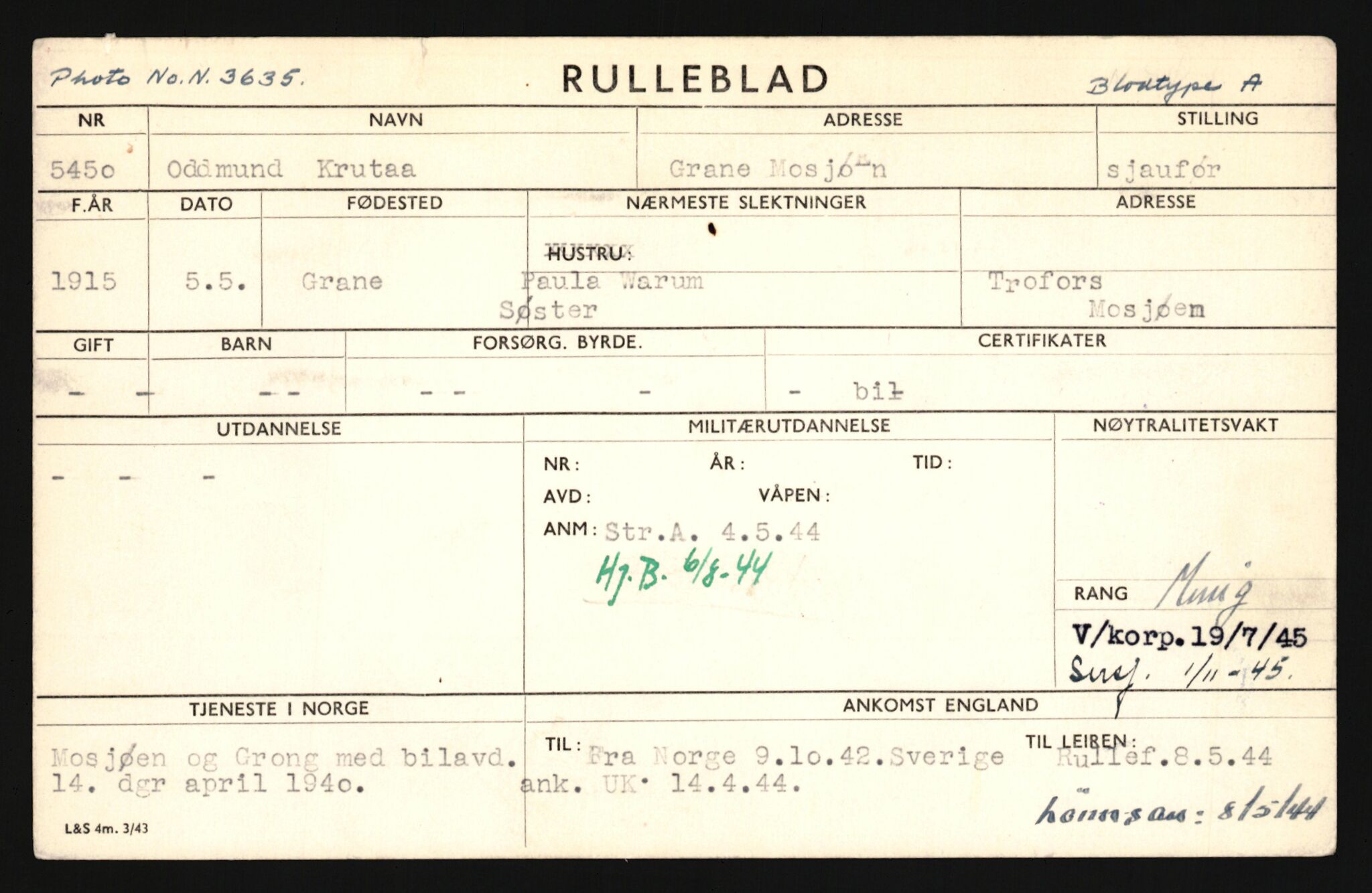 Forsvaret, Sør-Hålogaland landforsvar, AV/RA-RAFA-2552/P/Pa/L0302: Personellmapper for slettet personell, yrkesbefal og vernepliktig befal, født 1913-1916, 1932-1976, p. 344