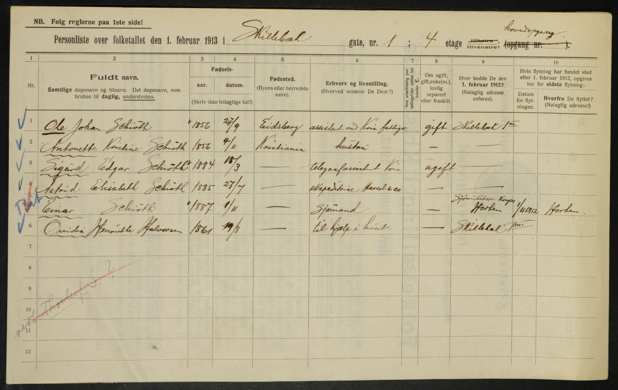 OBA, Municipal Census 1913 for Kristiania, 1913, p. 95461