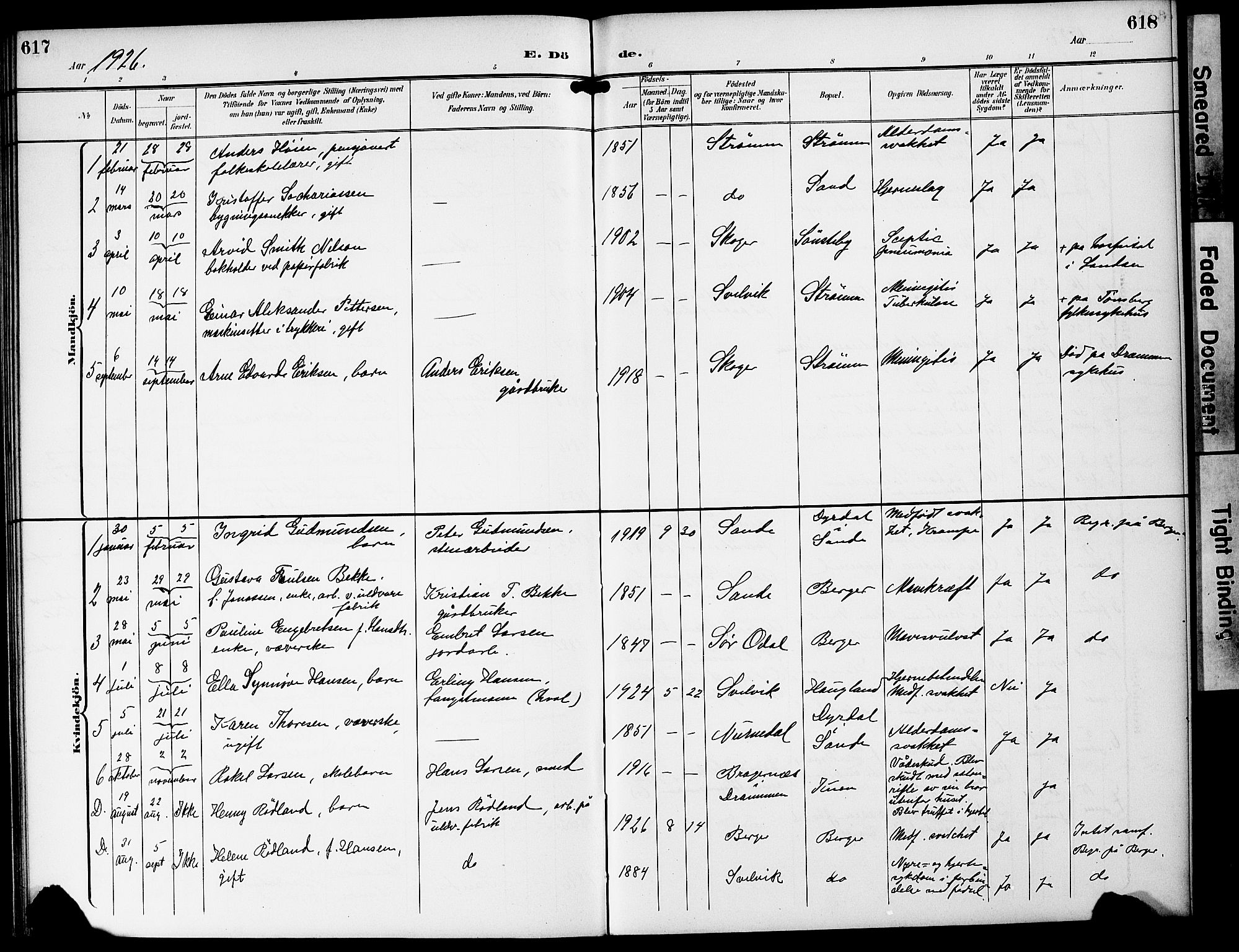 Strømm kirkebøker, AV/SAKO-A-322/G/Ga/L0004: Parish register (copy) no. I 4, 1897-1927, p. 617-618