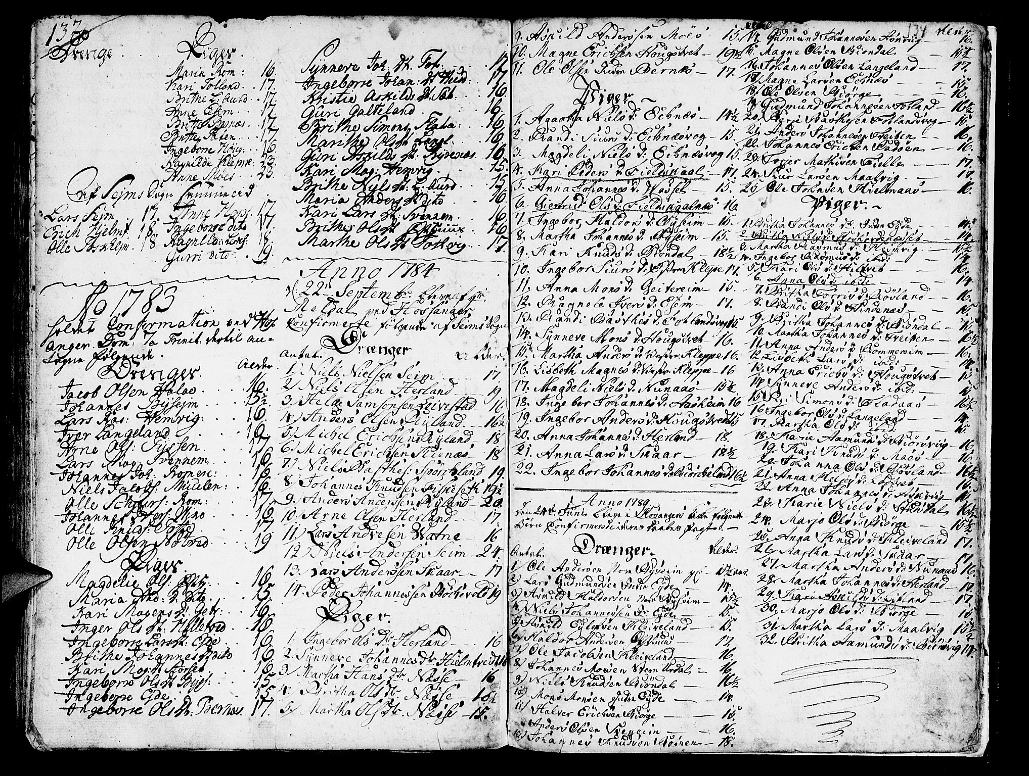 Hosanger sokneprestembete, SAB/A-75801/H/Haa: Parish register (official) no. A 2 /1, 1766-1793, p. 134