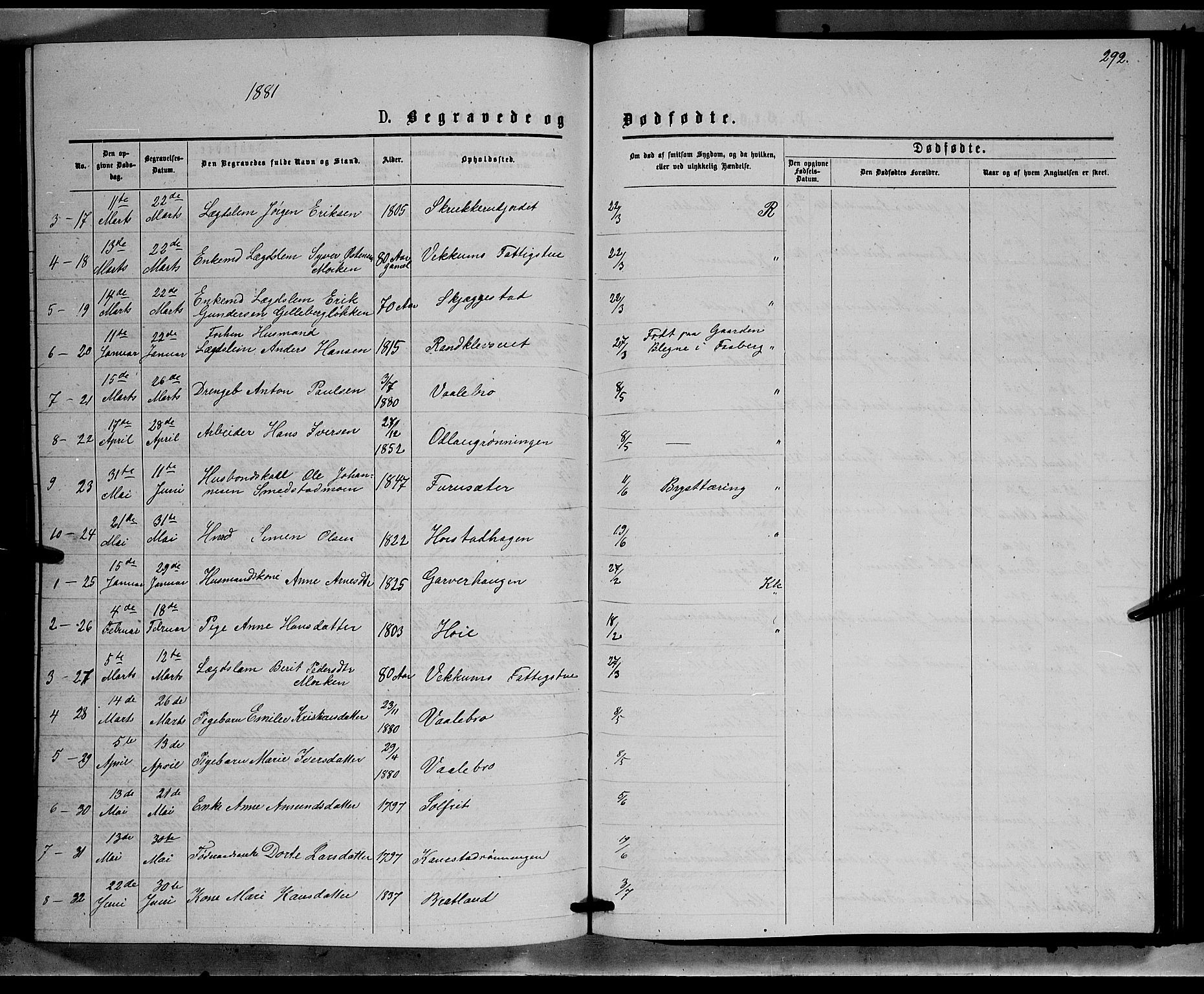 Ringebu prestekontor, SAH/PREST-082/H/Ha/Hab/L0006: Parish register (copy) no. 6, 1880-1898, p. 292