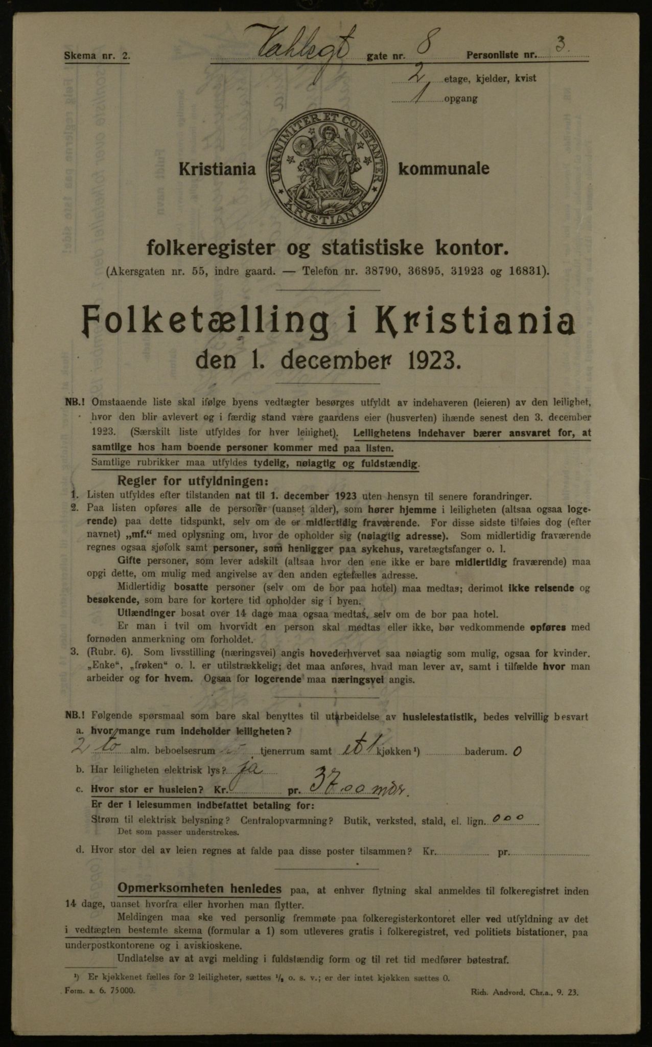 OBA, Municipal Census 1923 for Kristiania, 1923, p. 134334