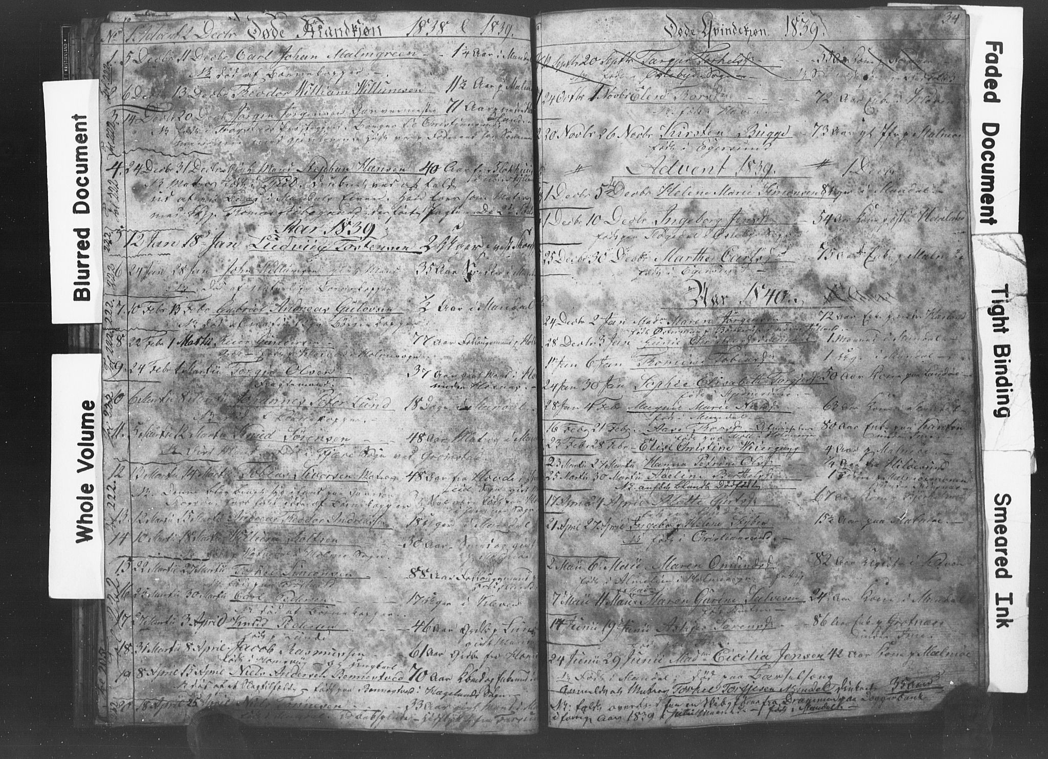 Mandal sokneprestkontor, SAK/1111-0030/F/Fb/Fba/L0004: Parish register (copy) no. B 1D, 1838-1841, p. 34