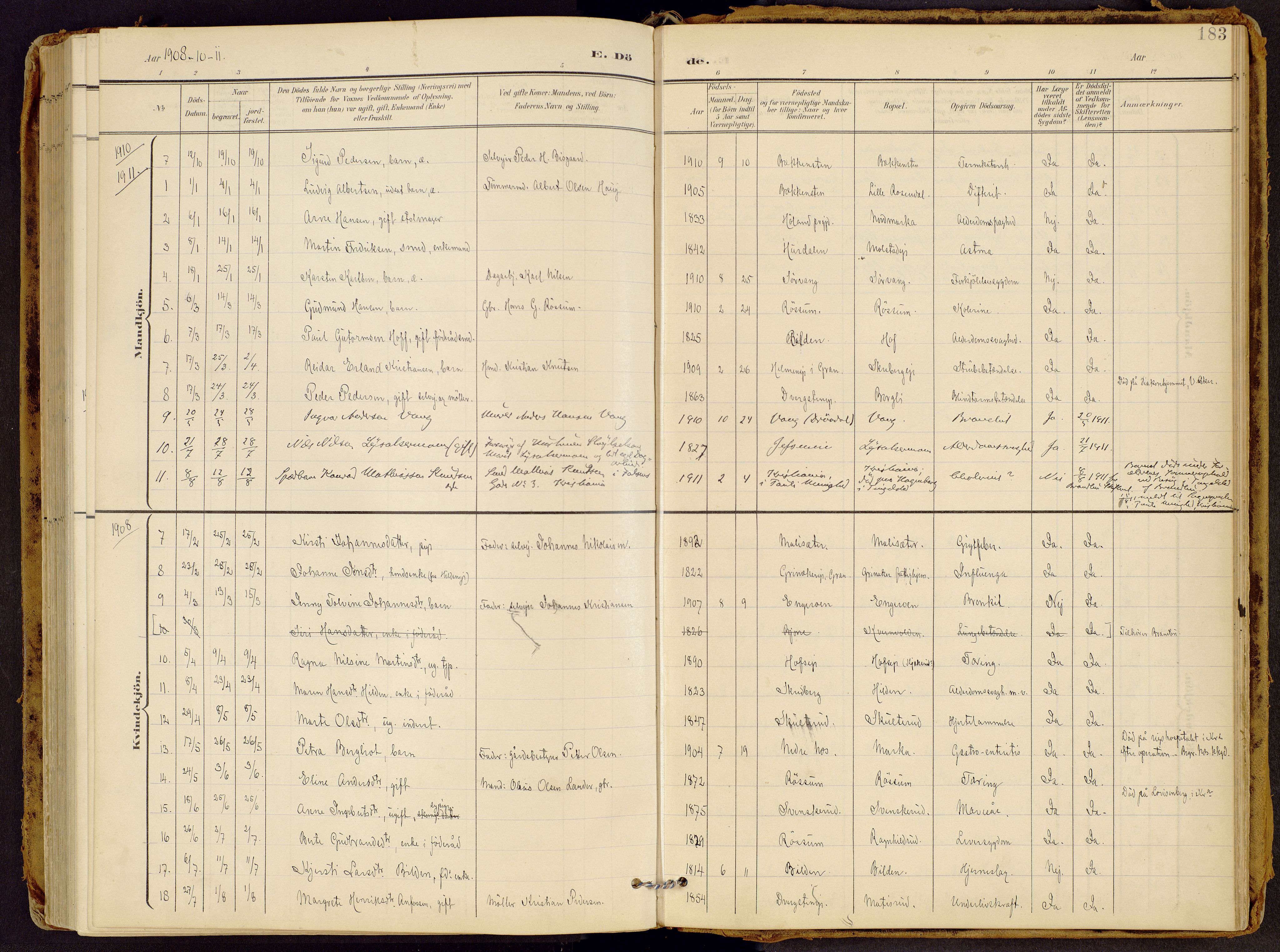 Brandbu prestekontor, AV/SAH-PREST-114/H/Ha/Haa/L0002: Parish register (official) no. 2, 1899-1914, p. 183