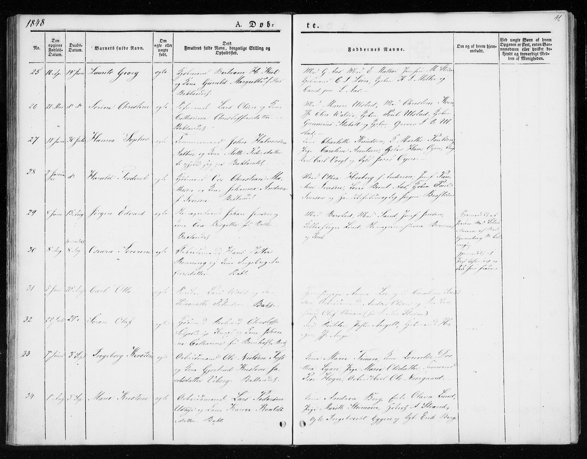 Ministerialprotokoller, klokkerbøker og fødselsregistre - Sør-Trøndelag, AV/SAT-A-1456/604/L0183: Parish register (official) no. 604A04, 1841-1850, p. 41