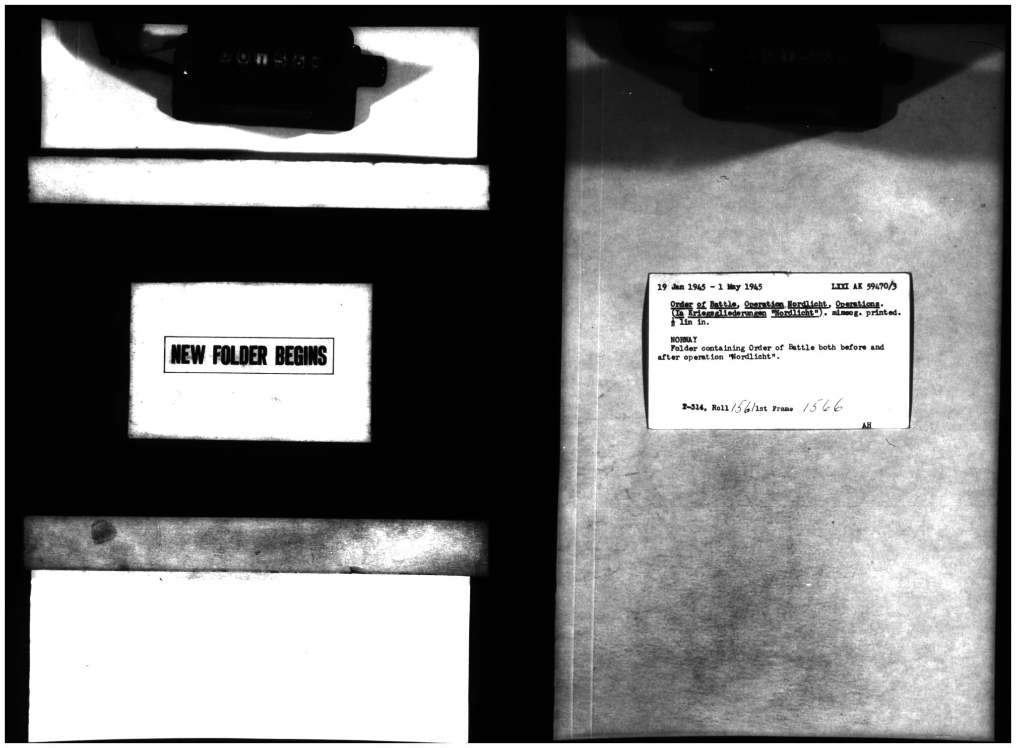 Mikrofilmer (kopier). Captured German Records, VAMU/A-0050/0046 / T-314, rull 1561. Ia Kriegsgliederungen "Nordlicht", 1945