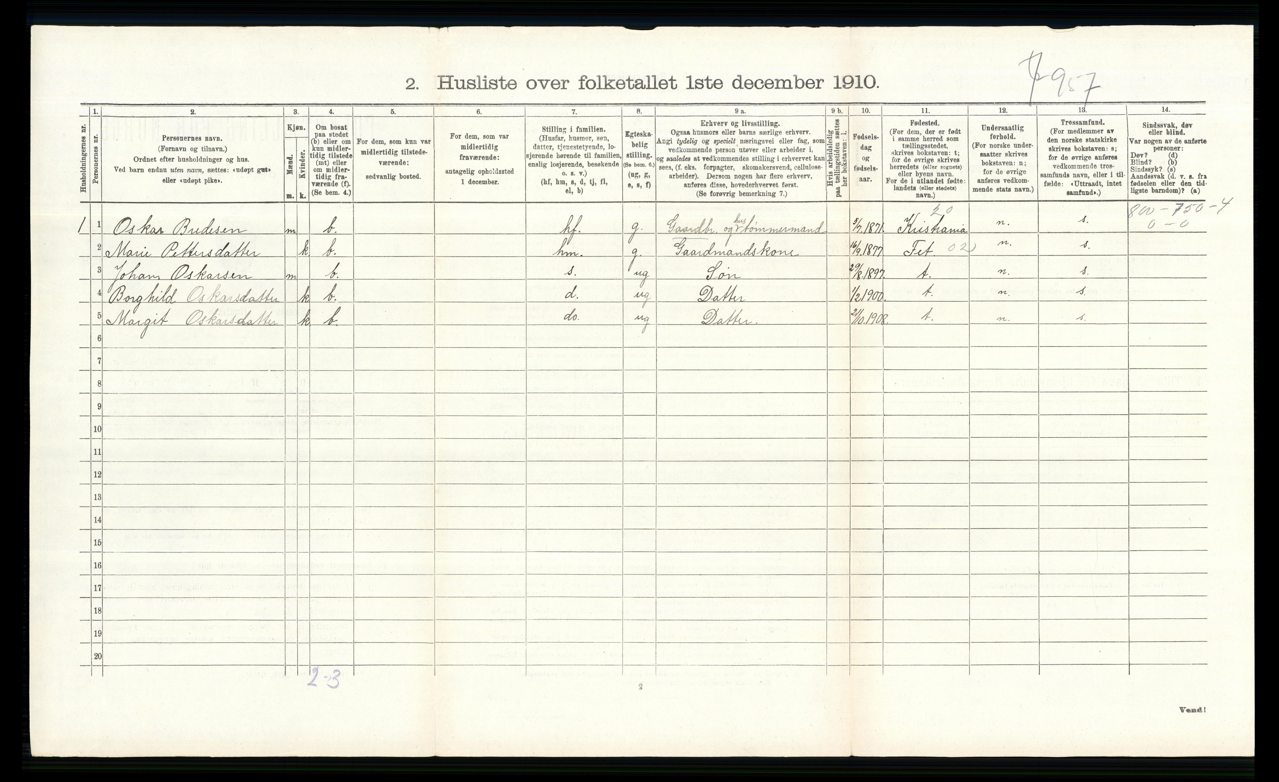 RA, 1910 census for Skedsmo, 1910, p. 936