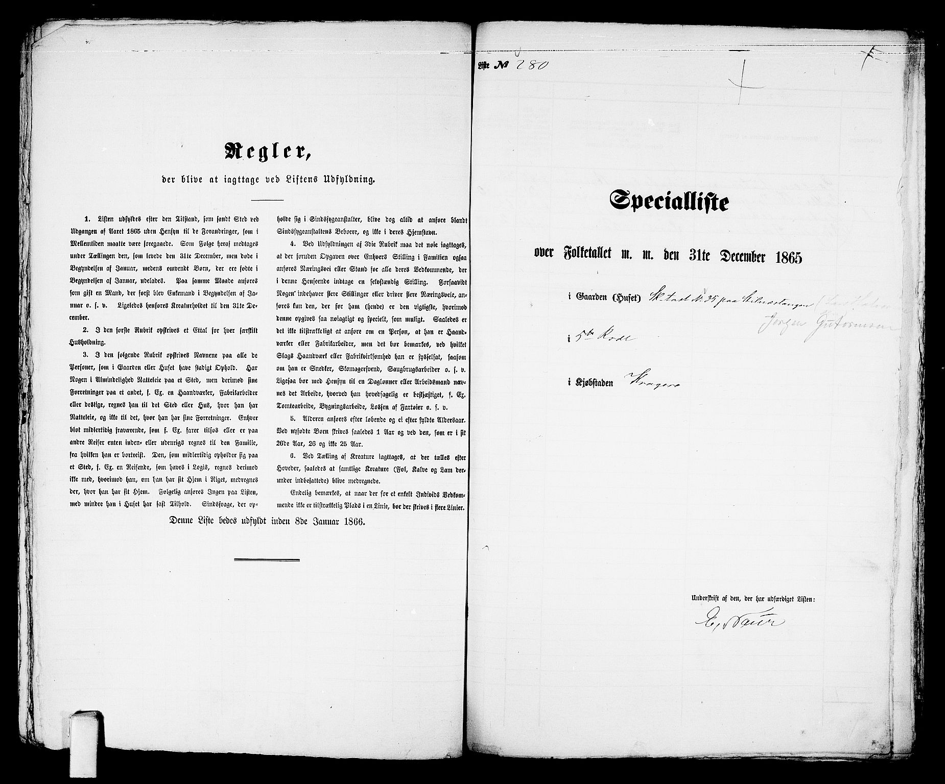 RA, 1865 census for Kragerø/Kragerø, 1865, p. 570