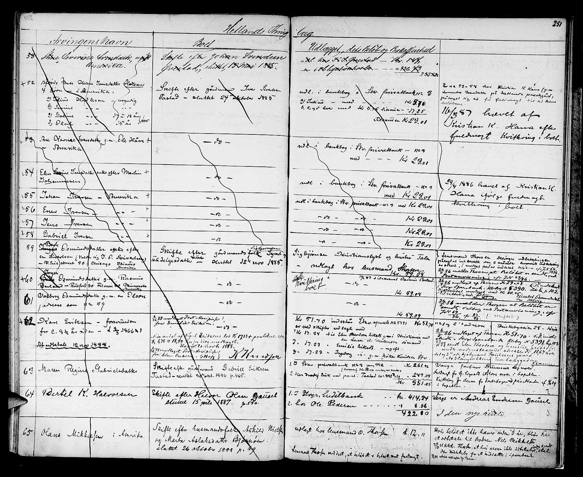 Jæren sorenskriveri, AV/SAST-A-100310/01/5/52/52B/L0001: DØDSFALLPROTOKOLL, 1869-1896, p. 250b-251a