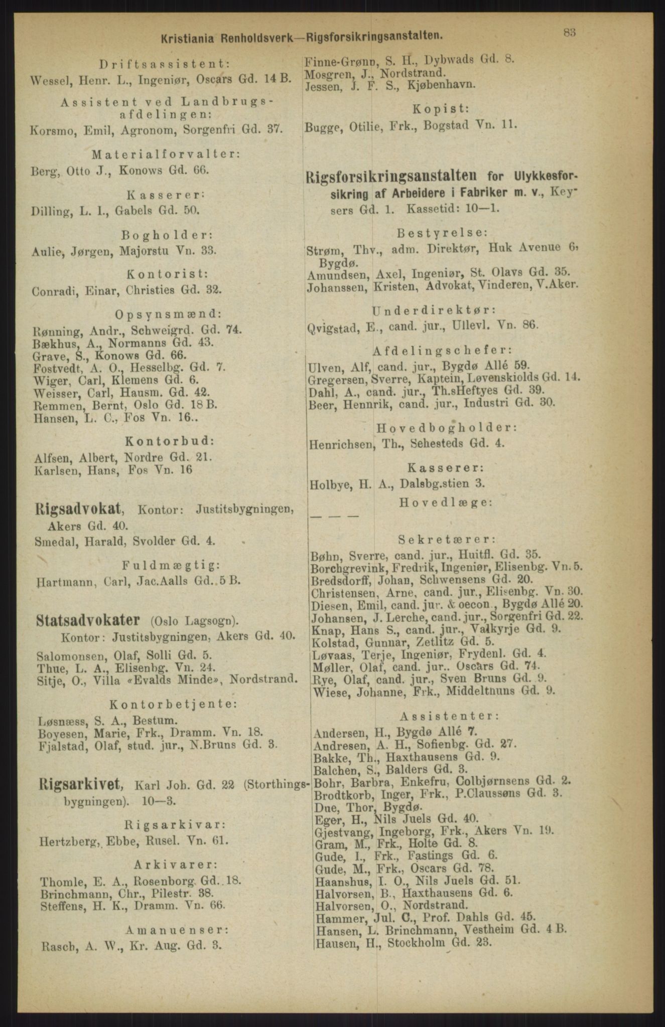 Kristiania/Oslo adressebok, PUBL/-, 1911, p. 83