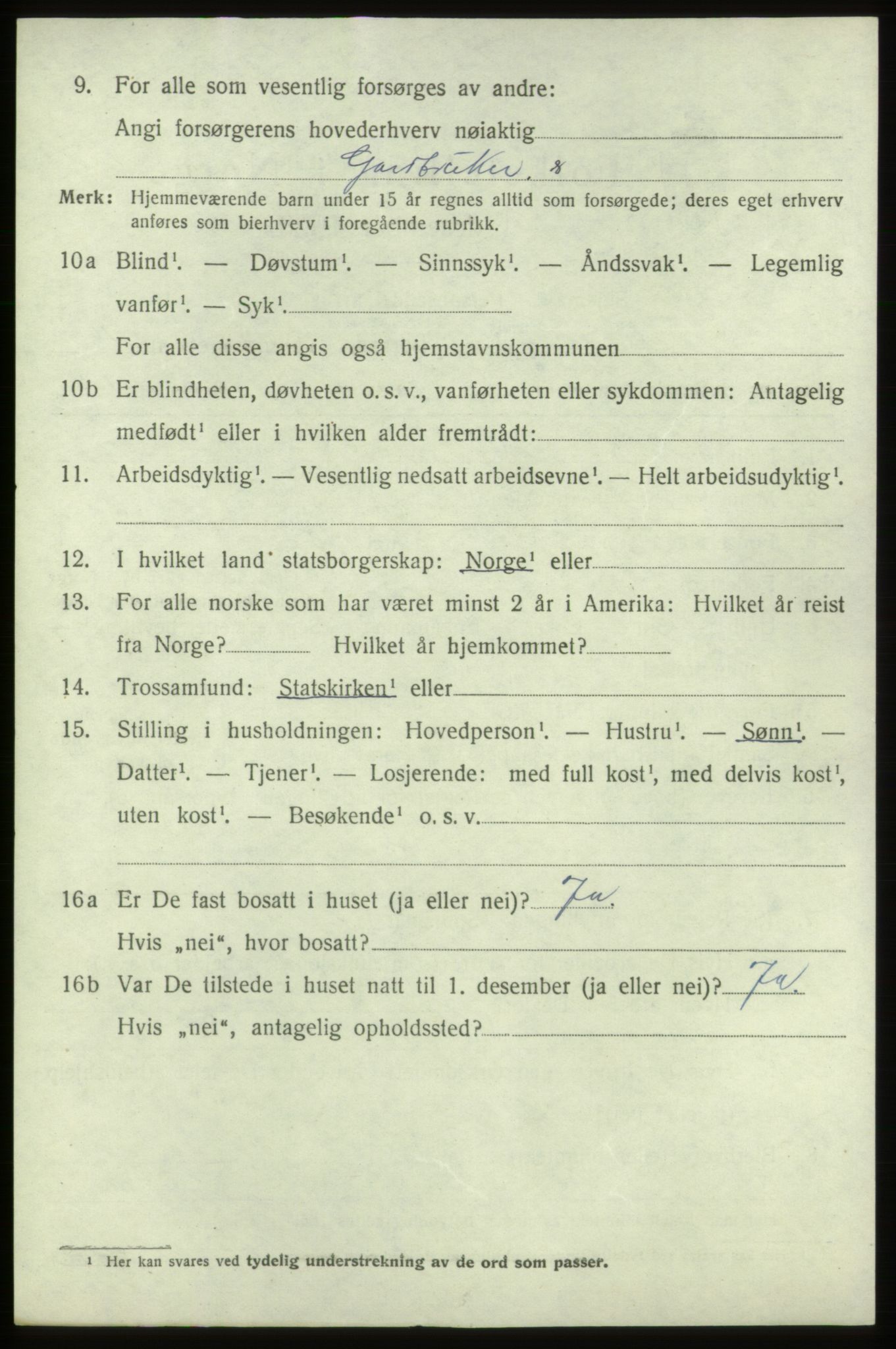 SAB, 1920 census for Fitjar, 1920, p. 5083