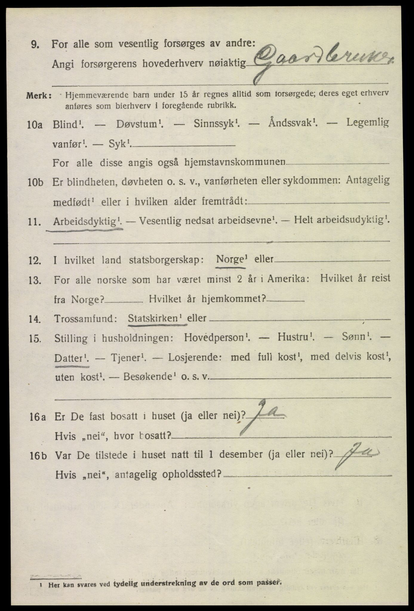 SAK, 1920 census for Vigmostad, 1920, p. 1632