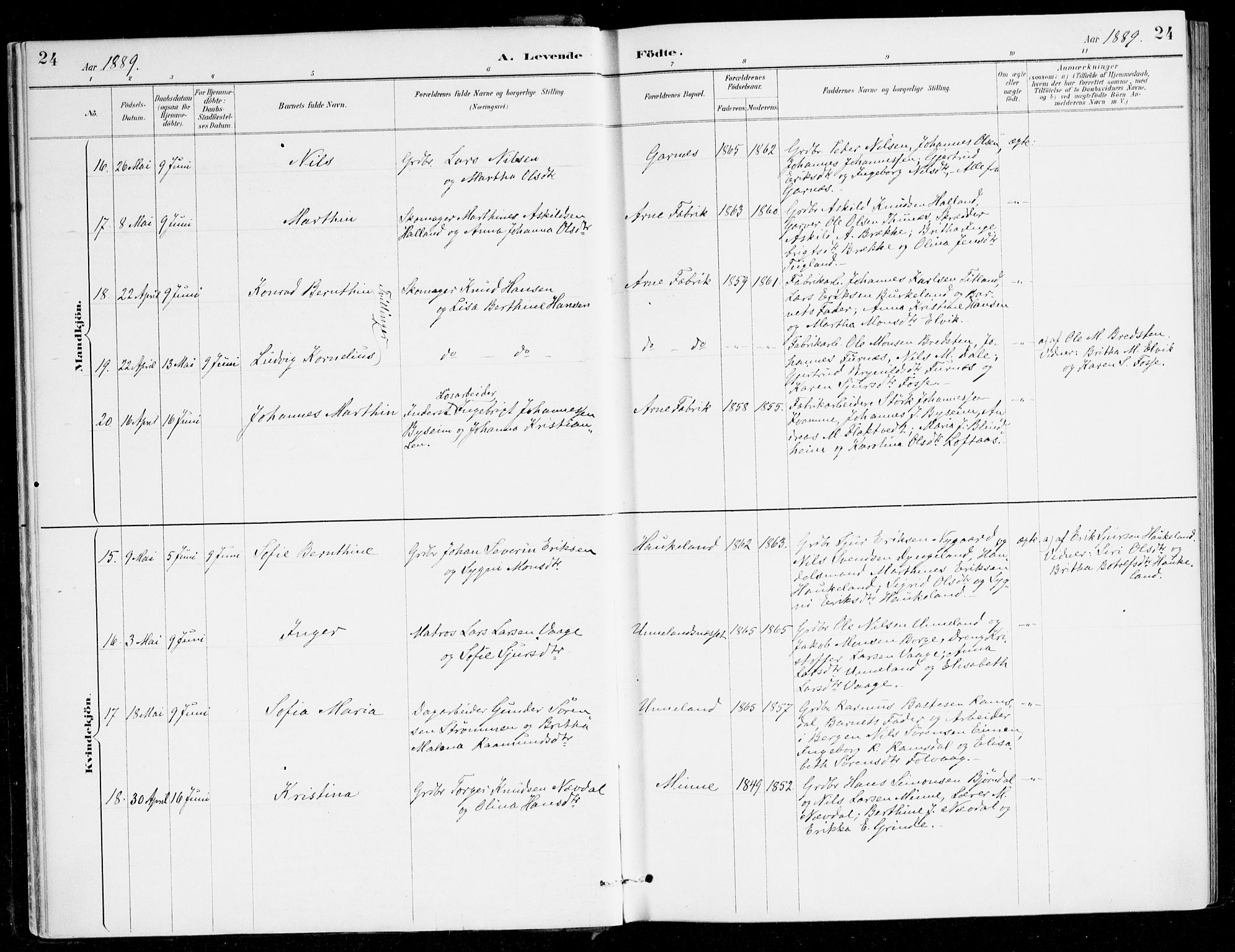 Haus sokneprestembete, AV/SAB-A-75601/H/Haa/Haad/L0001: Parish register (official) no. D 1, 1887-1898, p. 24