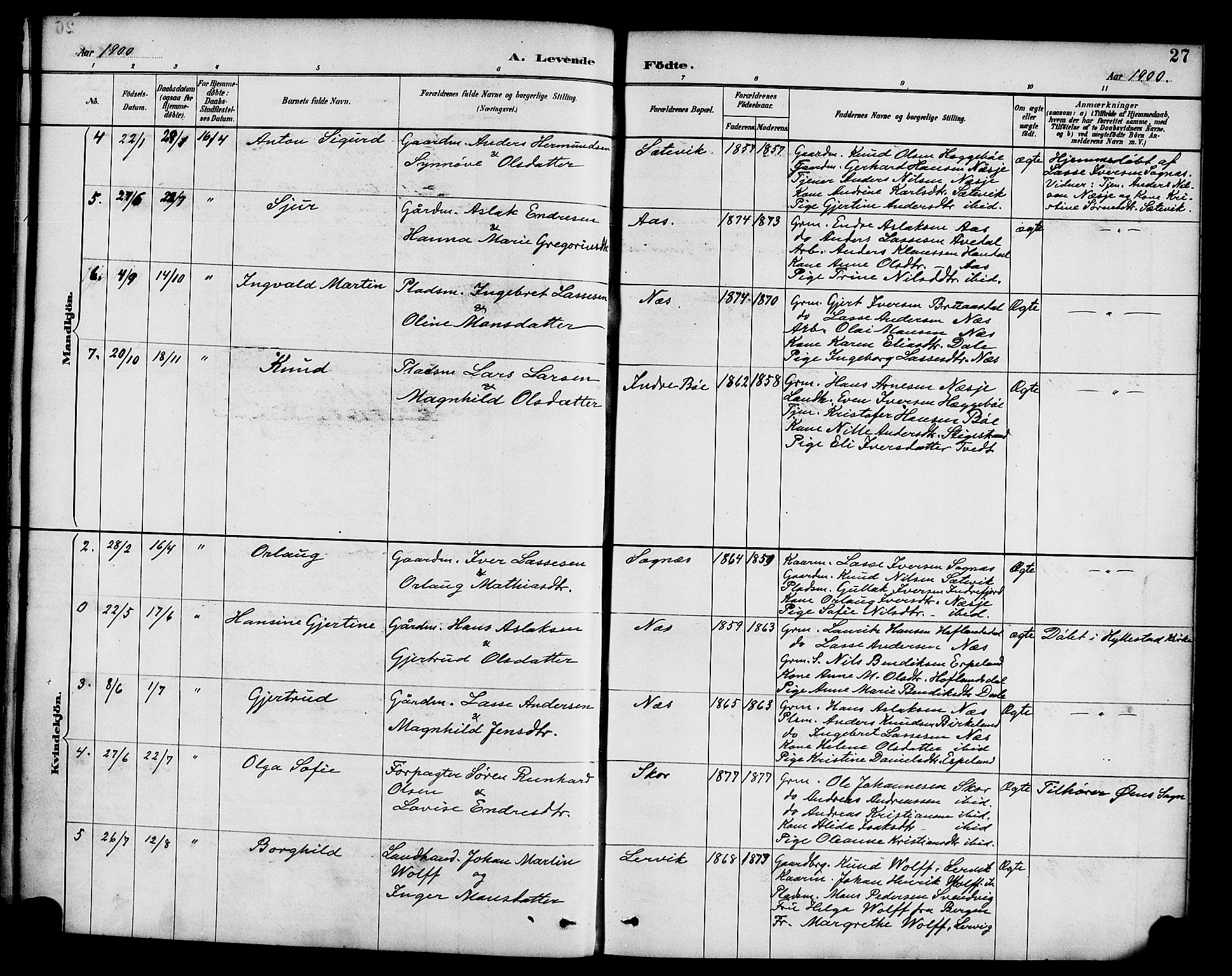 Hyllestad sokneprestembete, SAB/A-80401: Parish register (official) no. C 1, 1886-1904, p. 27