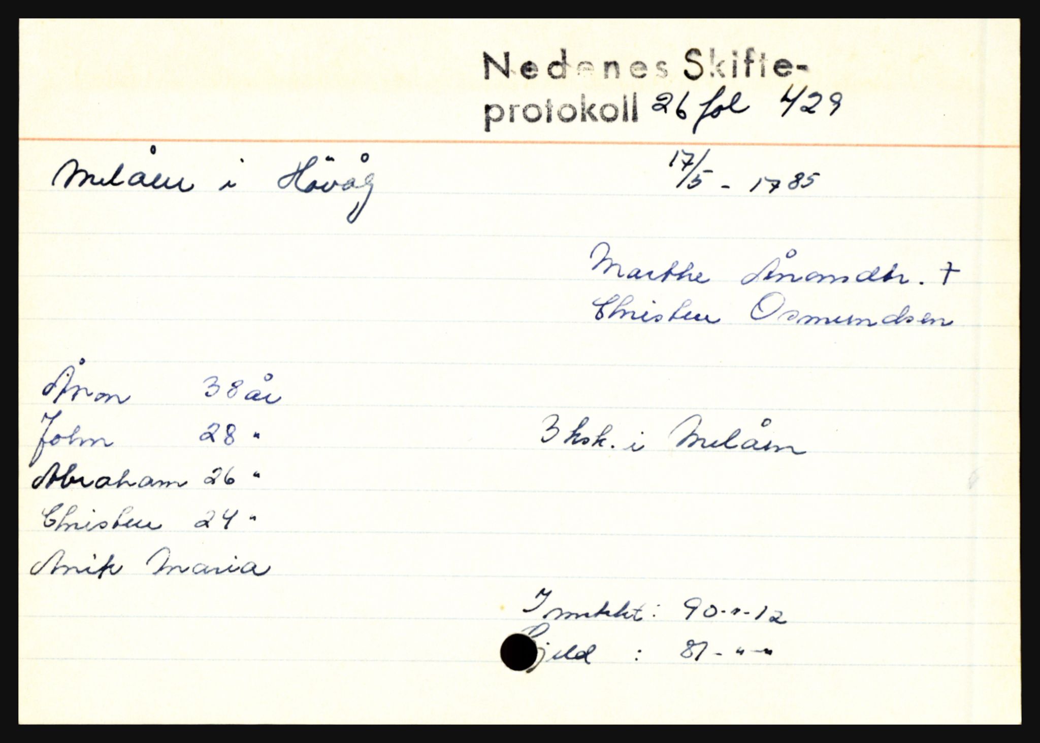 Nedenes sorenskriveri før 1824, AV/SAK-1221-0007/H, p. 19441