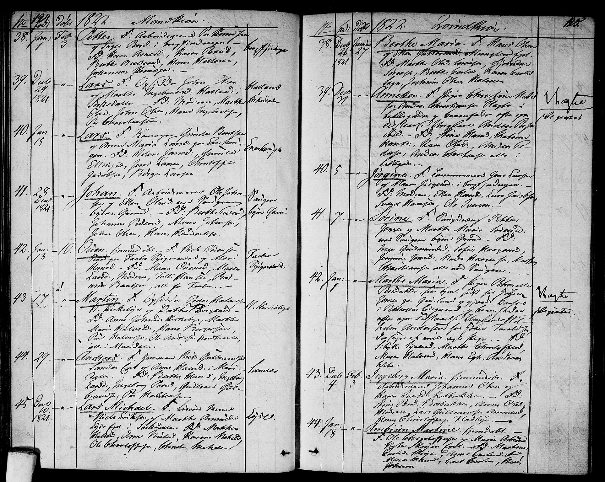 Aker prestekontor kirkebøker, AV/SAO-A-10861/F/L0012: Parish register (official) no. 12, 1819-1828, p. 124-125