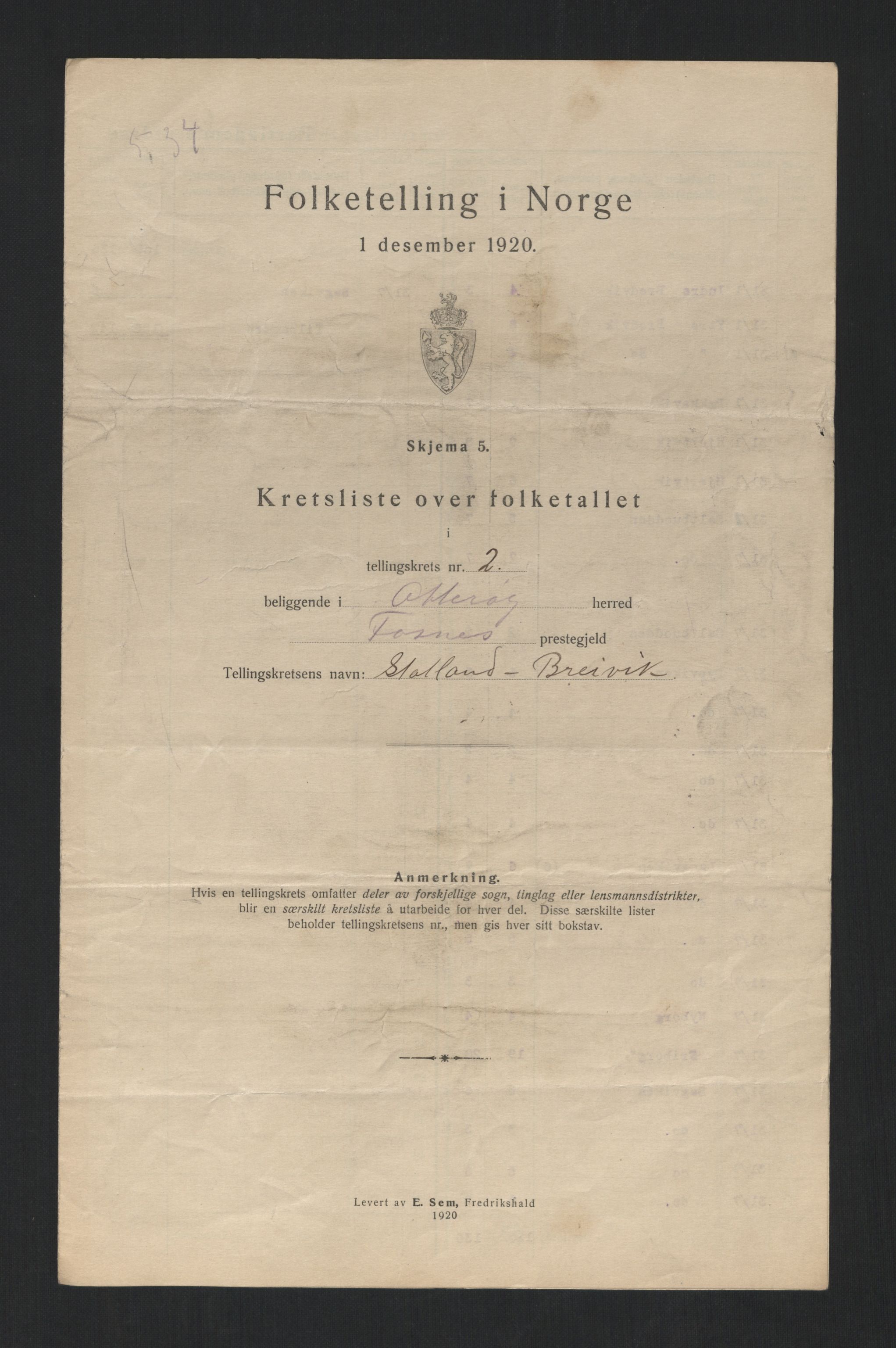 SAT, 1920 census for Otterøy, 1920, p. 12