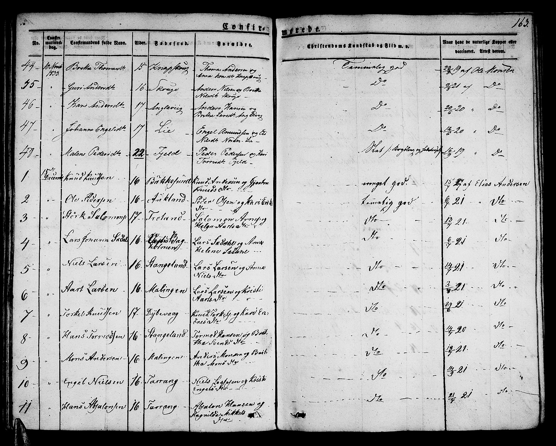 Sund sokneprestembete, AV/SAB-A-99930: Parish register (official) no. A 12, 1825-1835, p. 163