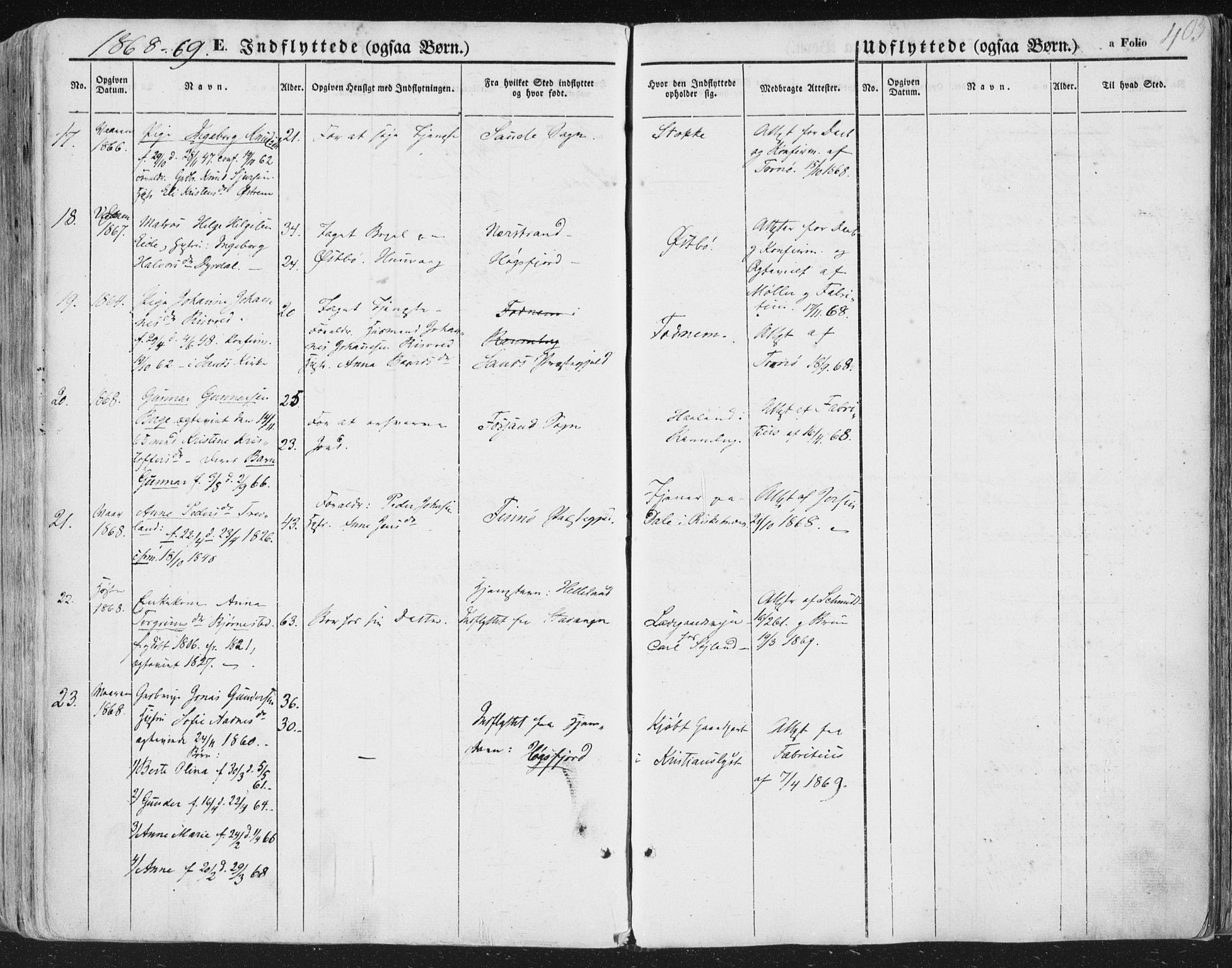 Hetland sokneprestkontor, AV/SAST-A-101826/30/30BA/L0002: Parish register (official) no. A 2, 1849-1869, p. 403