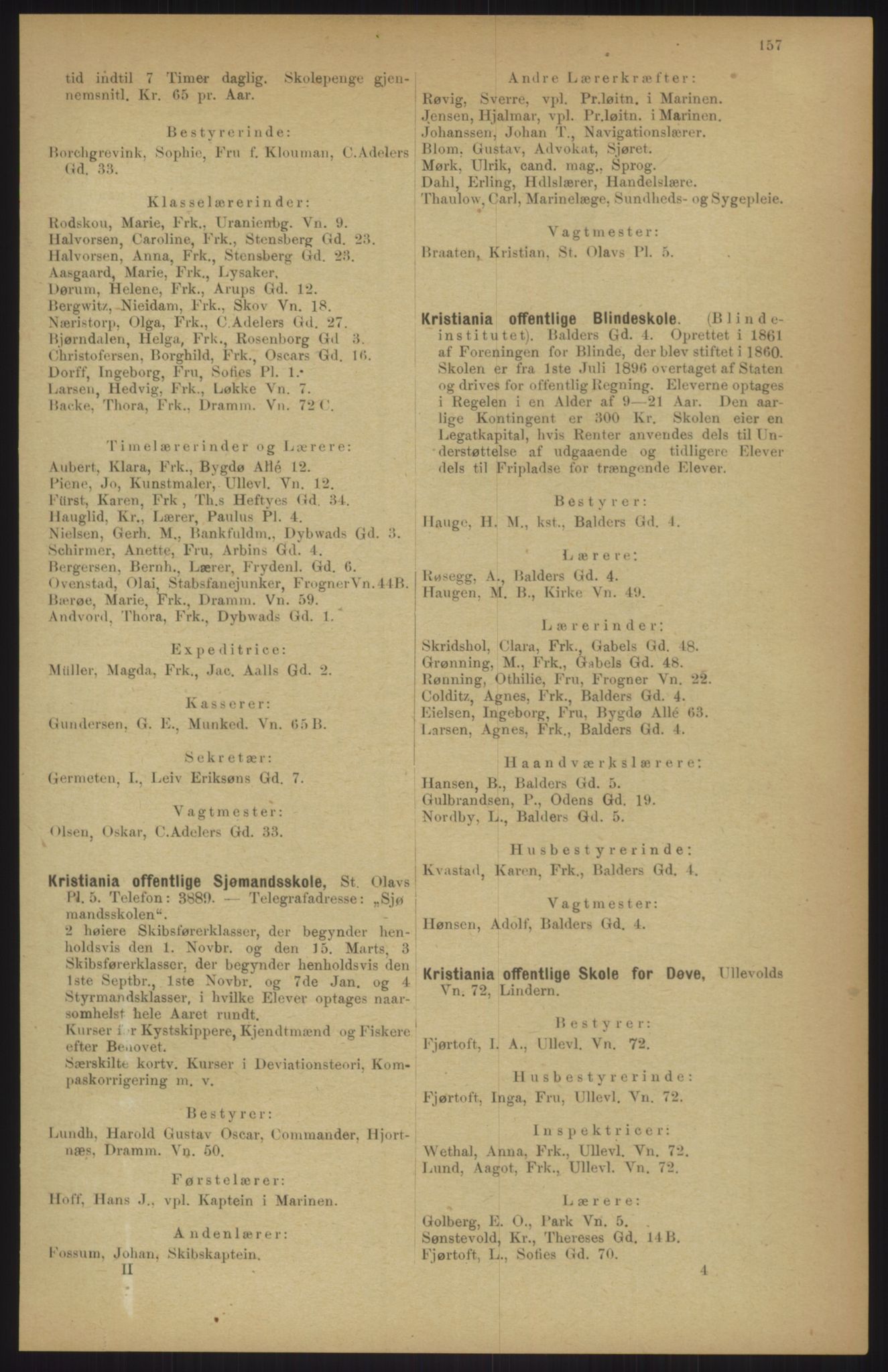 Kristiania/Oslo adressebok, PUBL/-, 1911, p. 157
