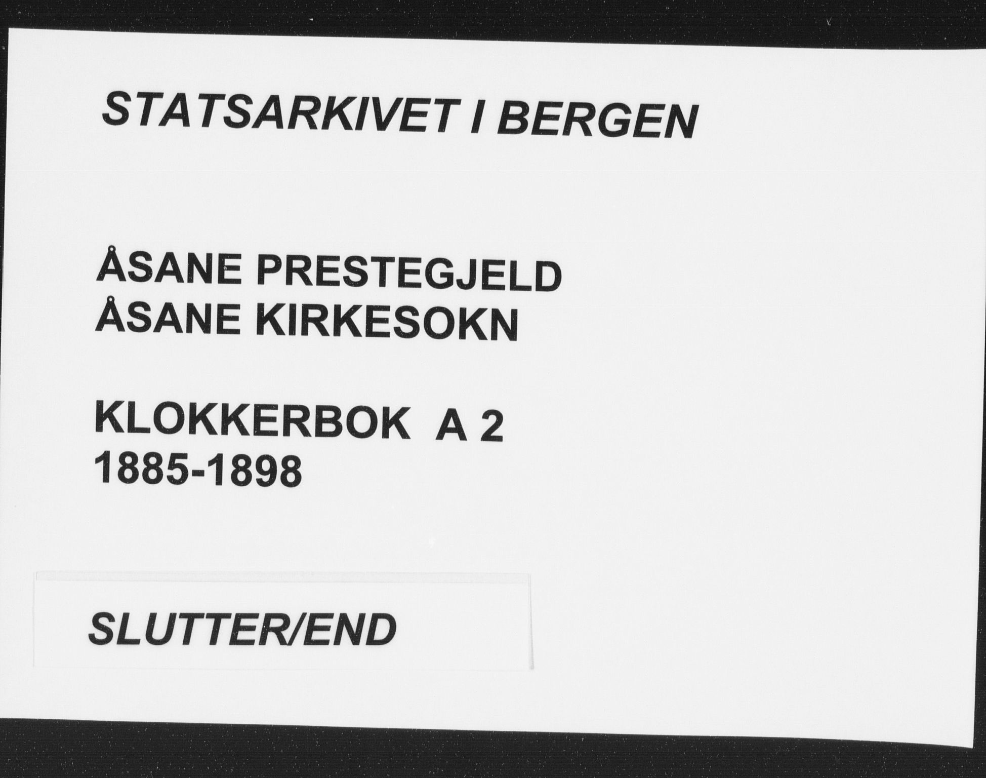 Åsane sokneprestembete, AV/SAB-A-79401/H/Hab: Parish register (copy) no. A 2, 1885-1898