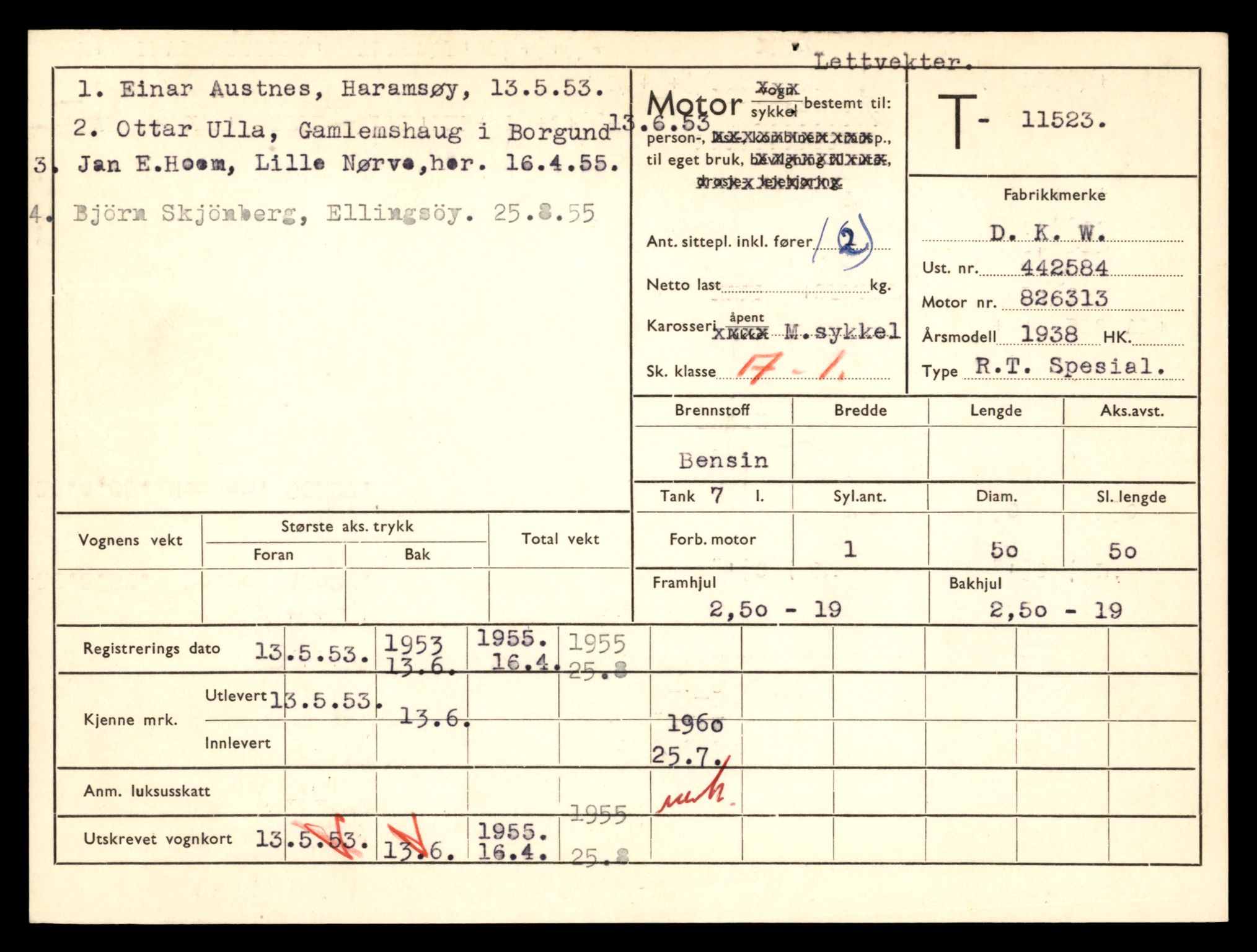 Møre og Romsdal vegkontor - Ålesund trafikkstasjon, AV/SAT-A-4099/F/Fe/L0029: Registreringskort for kjøretøy T 11430 - T 11619, 1927-1998, p. 1686