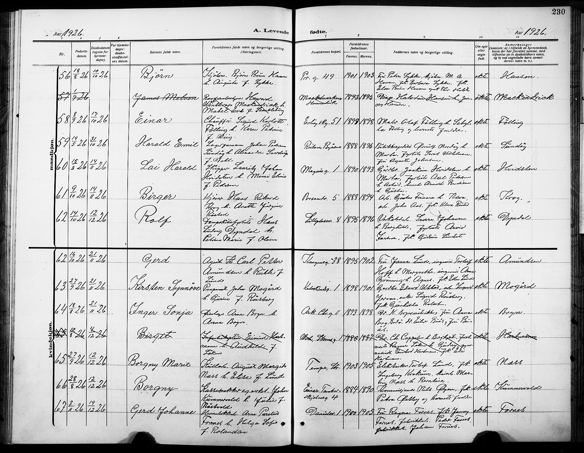 Ministerialprotokoller, klokkerbøker og fødselsregistre - Sør-Trøndelag, SAT/A-1456/601/L0096: Parish register (copy) no. 601C14, 1911-1931, p. 230