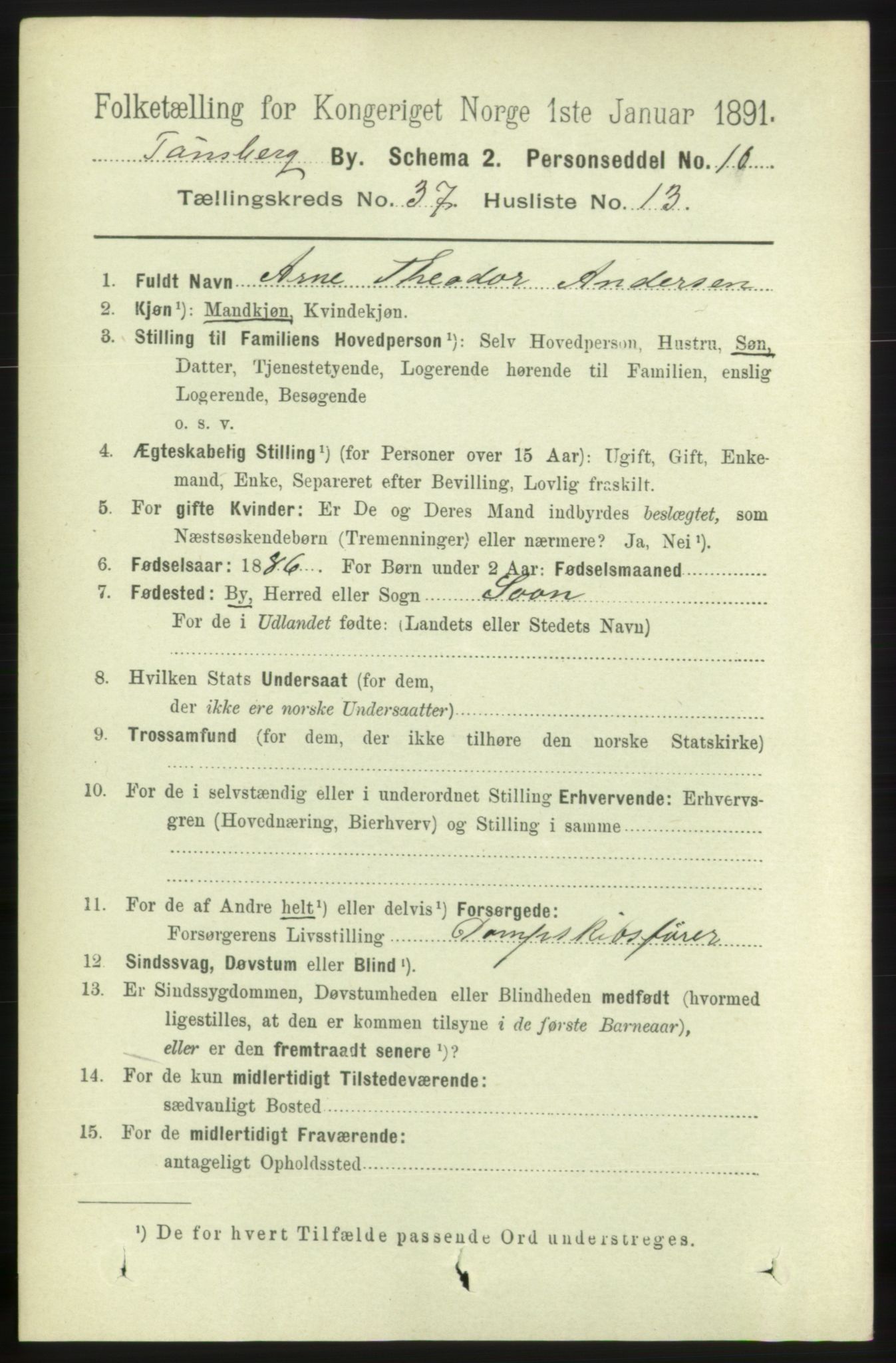 RA, 1891 census for 0705 Tønsberg, 1891, p. 8077