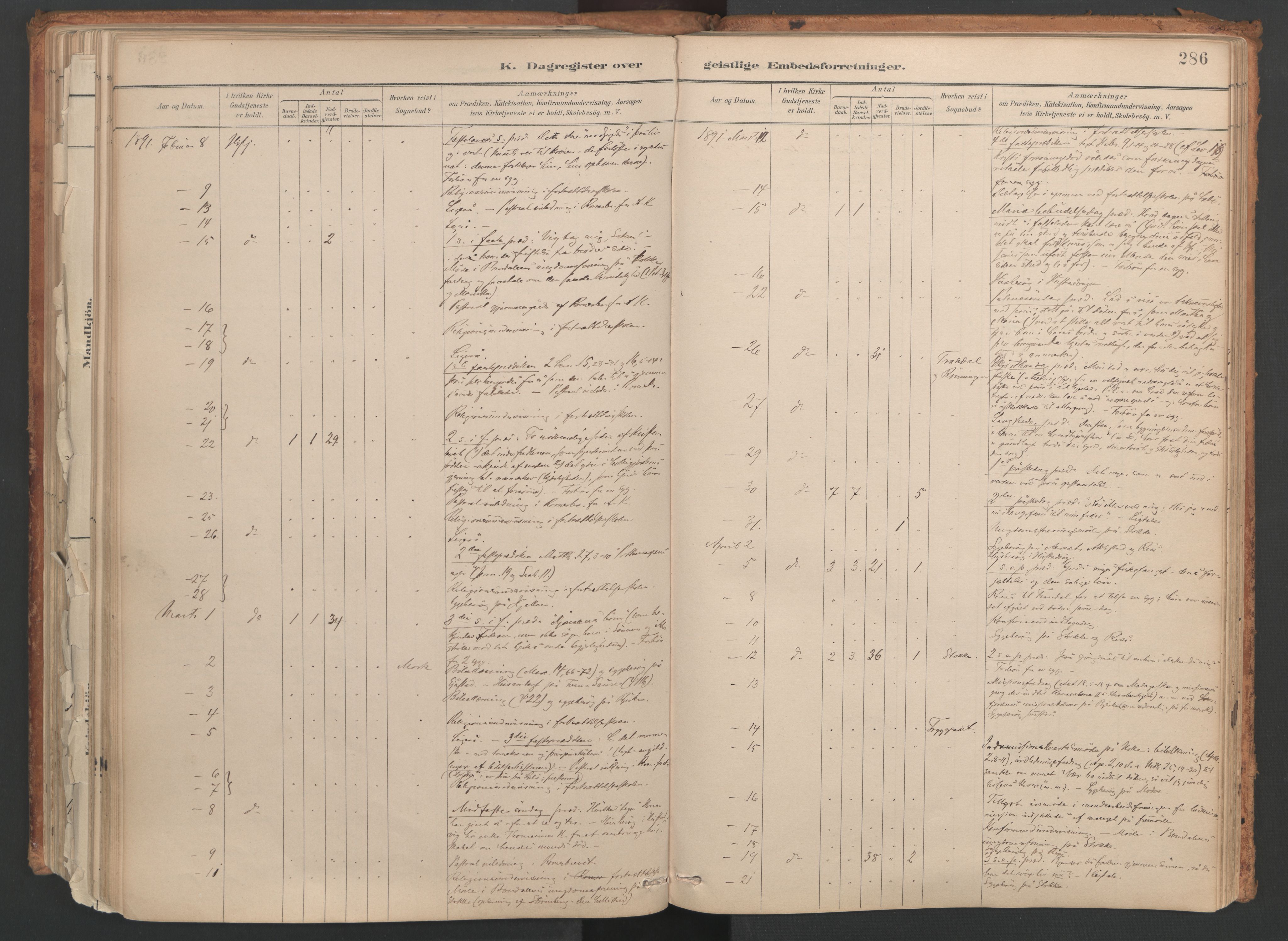Ministerialprotokoller, klokkerbøker og fødselsregistre - Møre og Romsdal, AV/SAT-A-1454/515/L0211: Parish register (official) no. 515A07, 1886-1910, p. 286