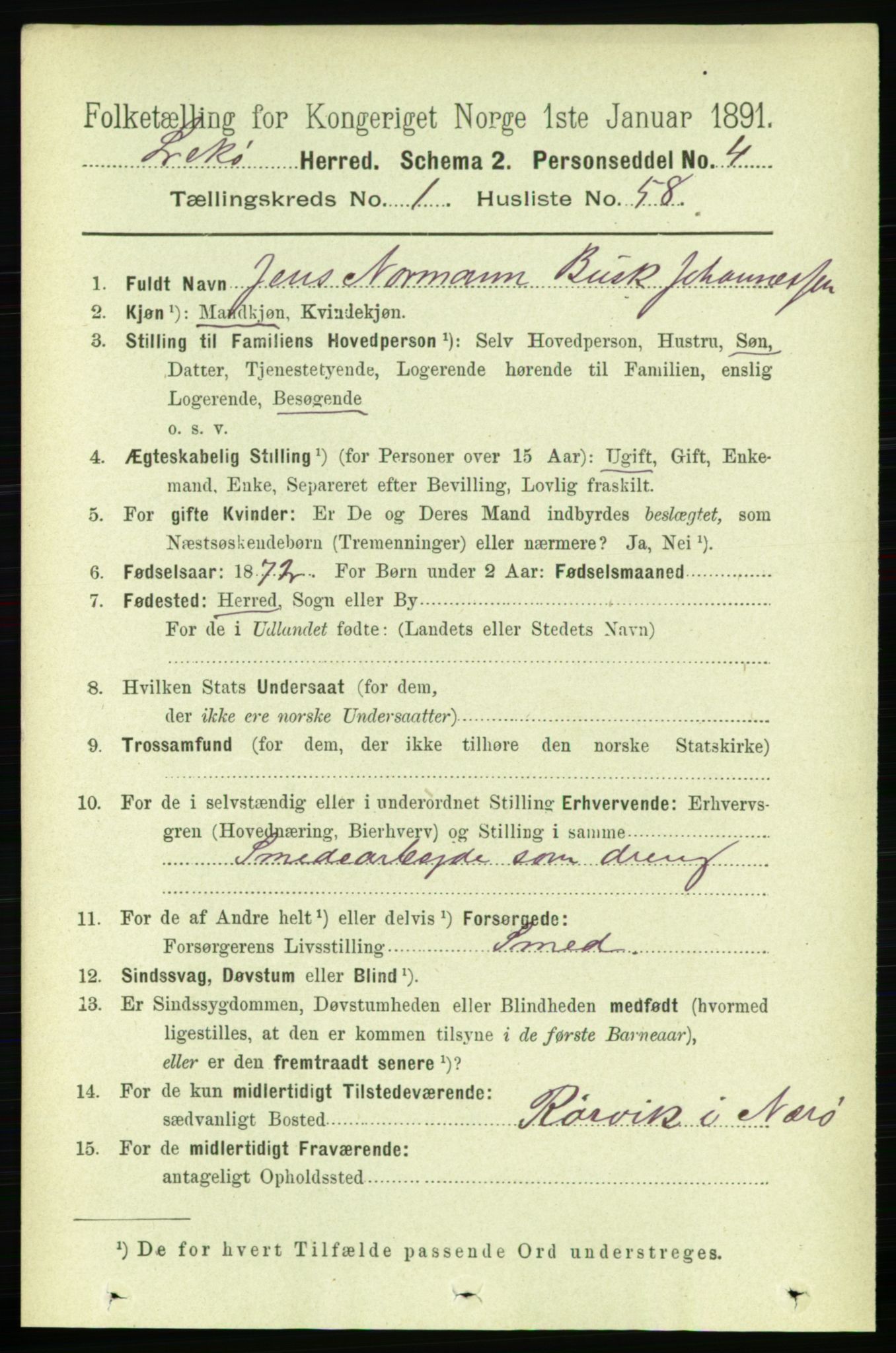 RA, 1891 census for 1755 Leka, 1891, p. 498