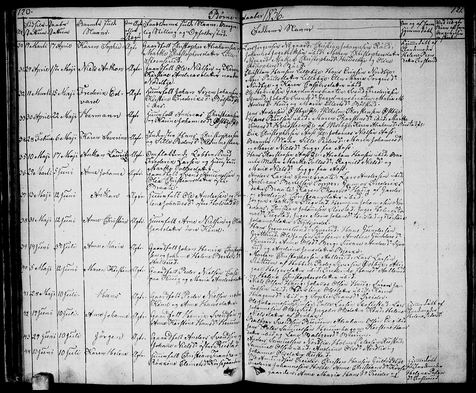 Ås prestekontor Kirkebøker, AV/SAO-A-10894/F/Fa/L0005: Parish register (official) no. I 5, 1827-1840, p. 120-121